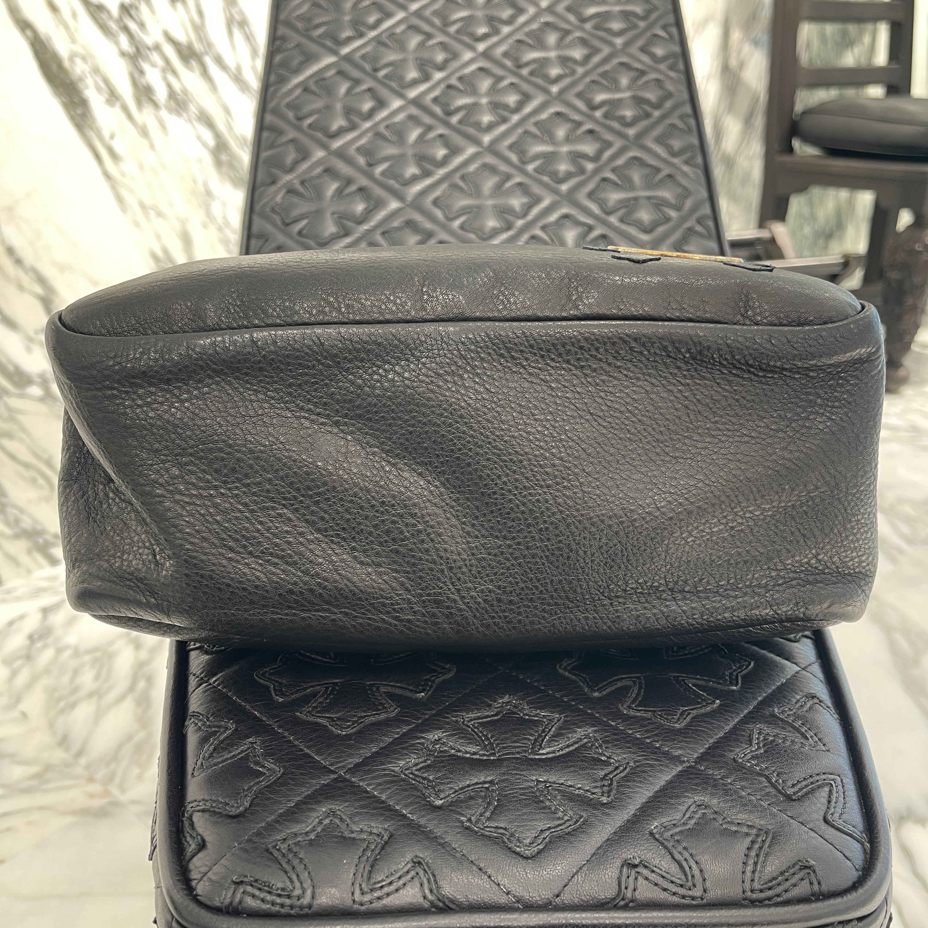 CHROME HEARTS SOCKET Cemetery Cross Leather Patch Clutch Bag クロムハーツ ソケット セメタリークロス レザーパッチ クラッチバッグ ポーチ