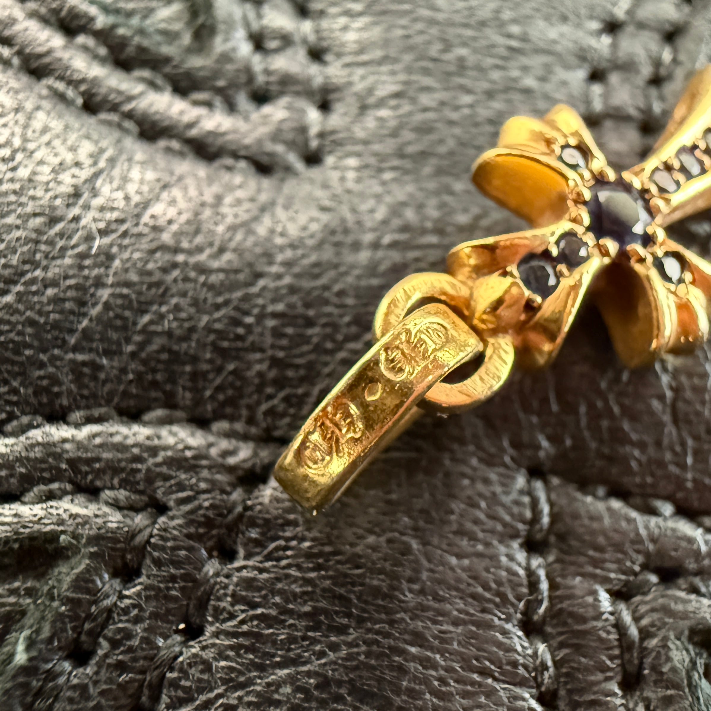 CHROME HEARTS 22K Baby Fat Cross Pave Sapphire Pendant Top クロムハーツ 22K ベイビーファット クロス パヴェサファイア ペンダントトップ