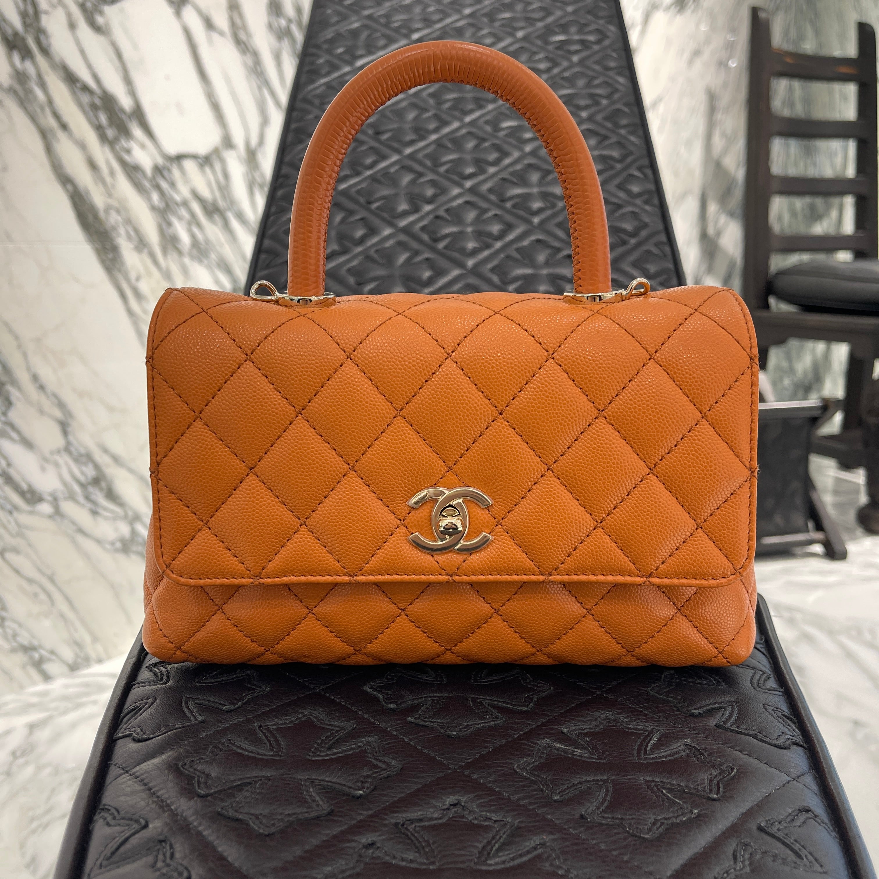 CHANEL Matelasse Coco Mark Coco Handle Caviar Skin Shoulder Tote Bag "Lizard" A92990 シャネル マトラッセ ココマーク ココハンドル キャビアスキン ショルダー トートバッグ "リザード"