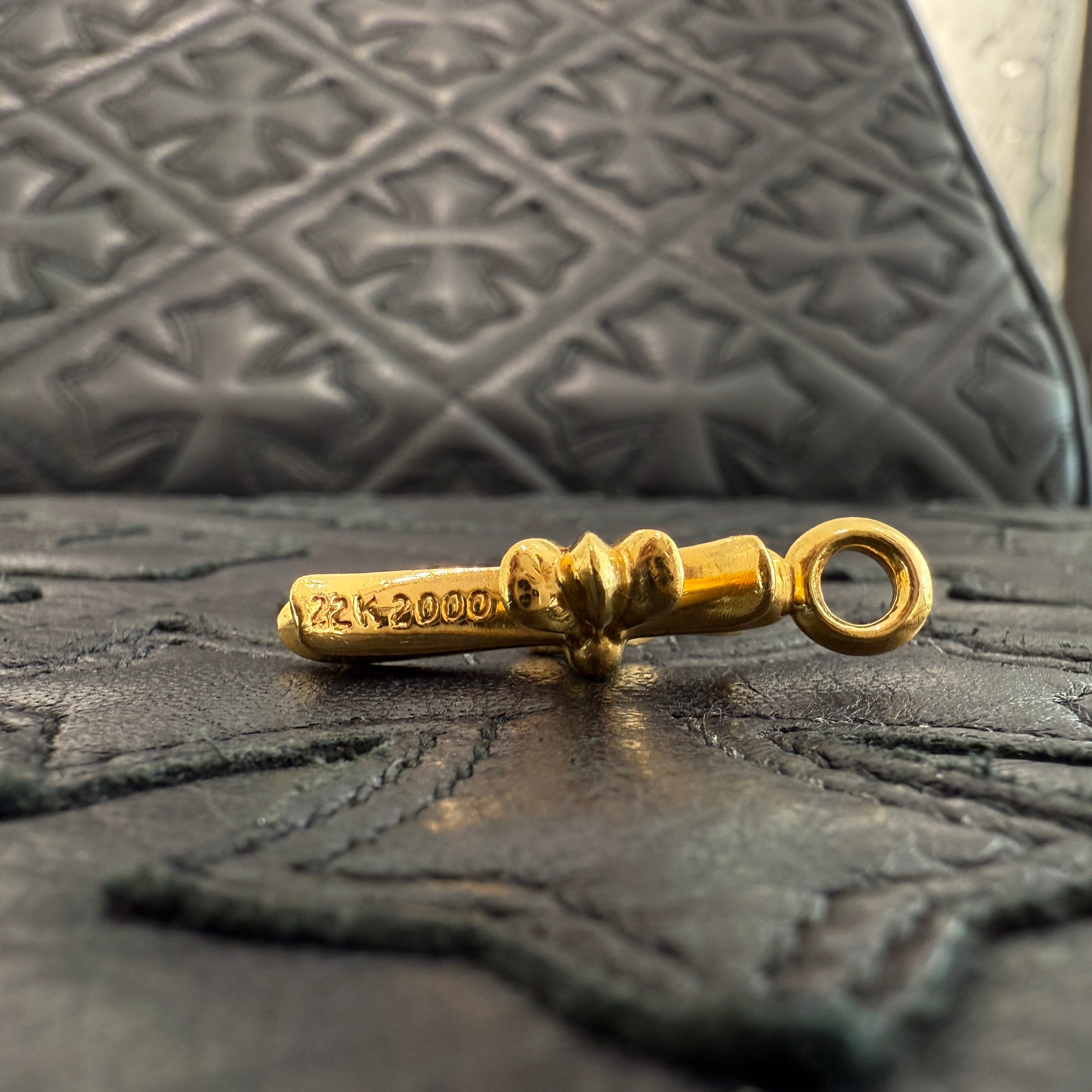 CHROME HEARTS 22K Tiny Fat Cross Pave Diamond Pendant Top クロムハーツ 22K タイニーファット クロス パヴェダイヤモンド ペンダントトップ