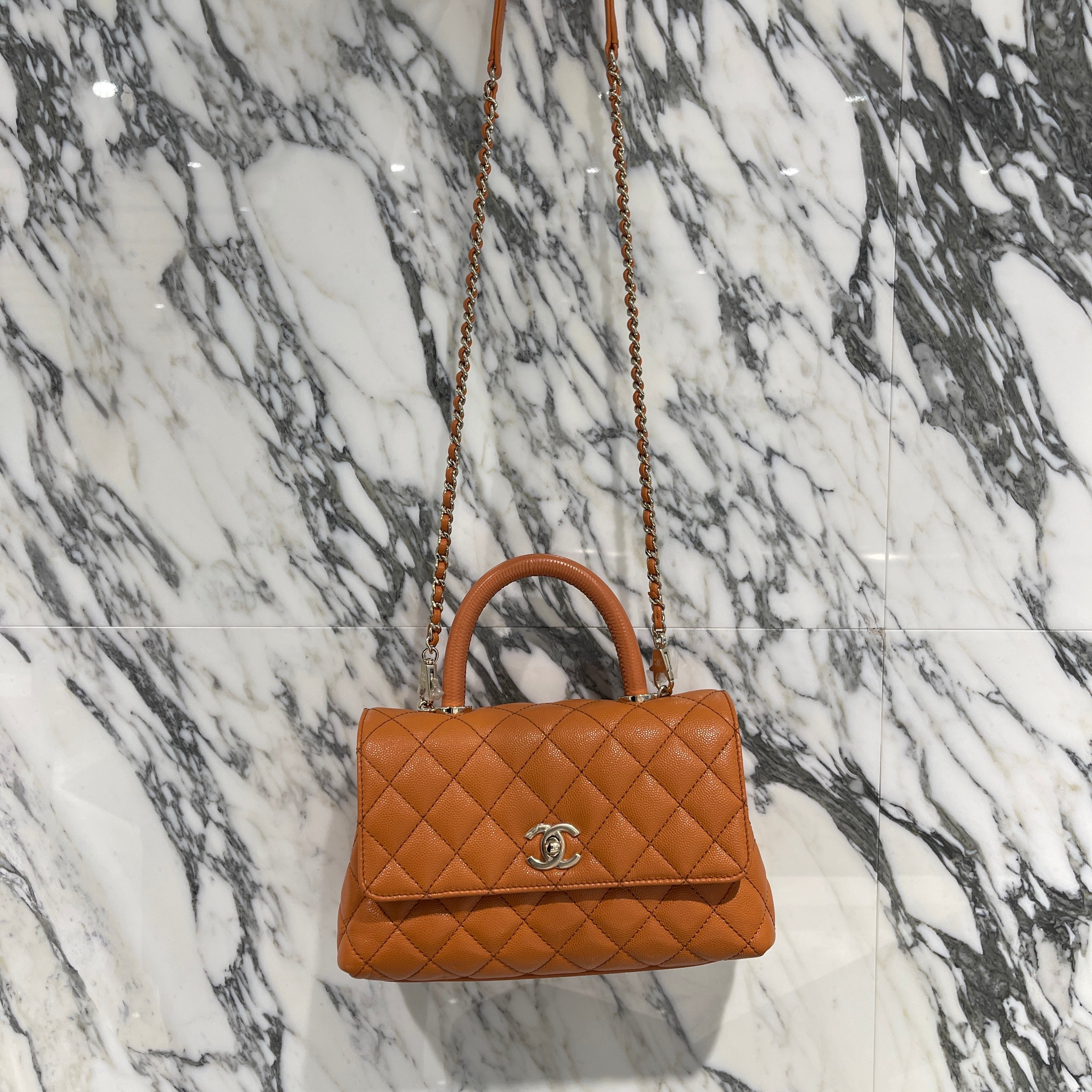 CHANEL Matelasse Coco Mark Coco Handle Caviar Skin Shoulder Tote Bag "Lizard" A92990 シャネル マトラッセ ココマーク ココハンドル キャビアスキン ショルダー トートバッグ "リザード"