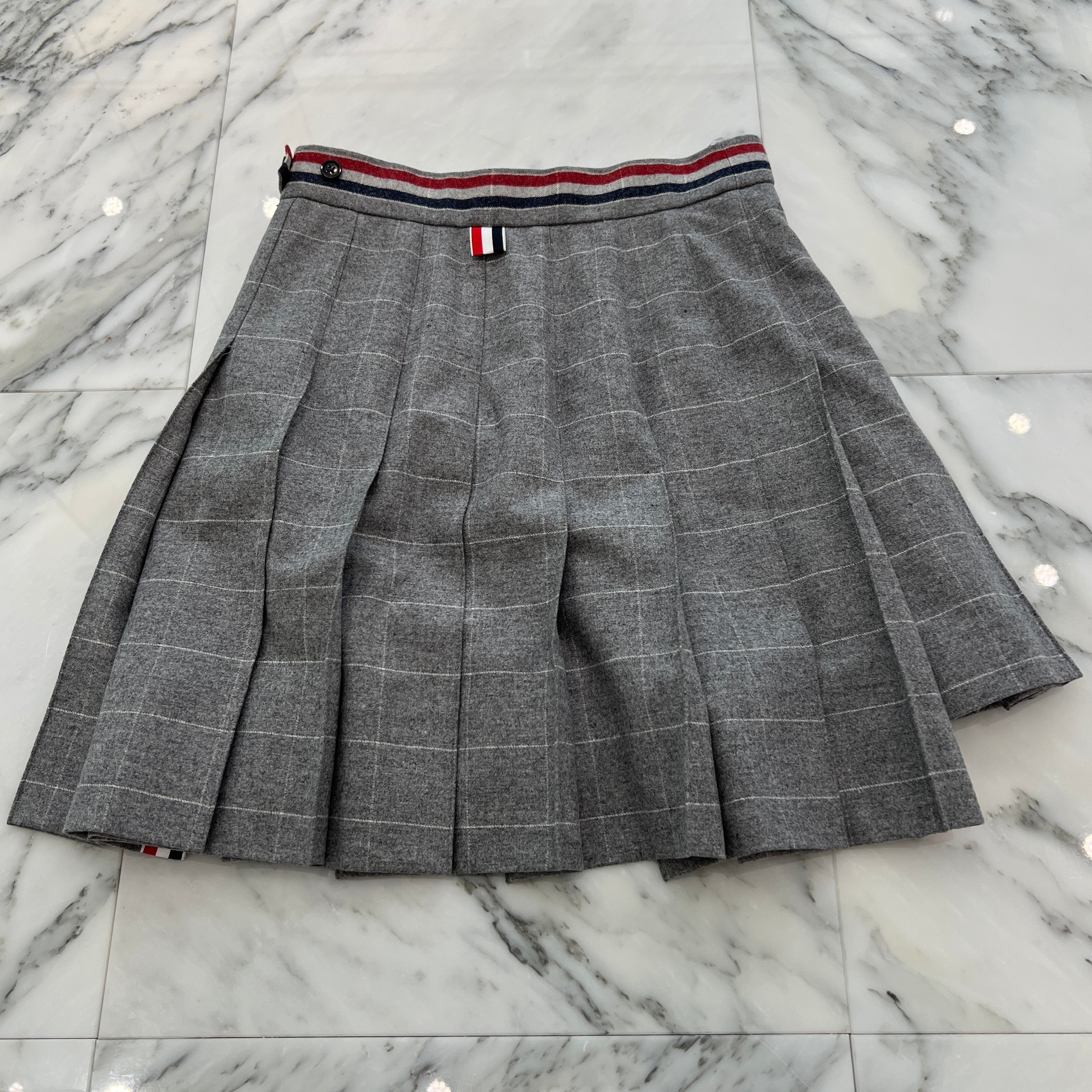 THOM BROWNE 4Bar Checkered Pleated High-Low Skirt FGC402A-F0039-035 Size 38 トムブラウン 4バー チェック柄 プリーツ ハイロースカート サイズ38
