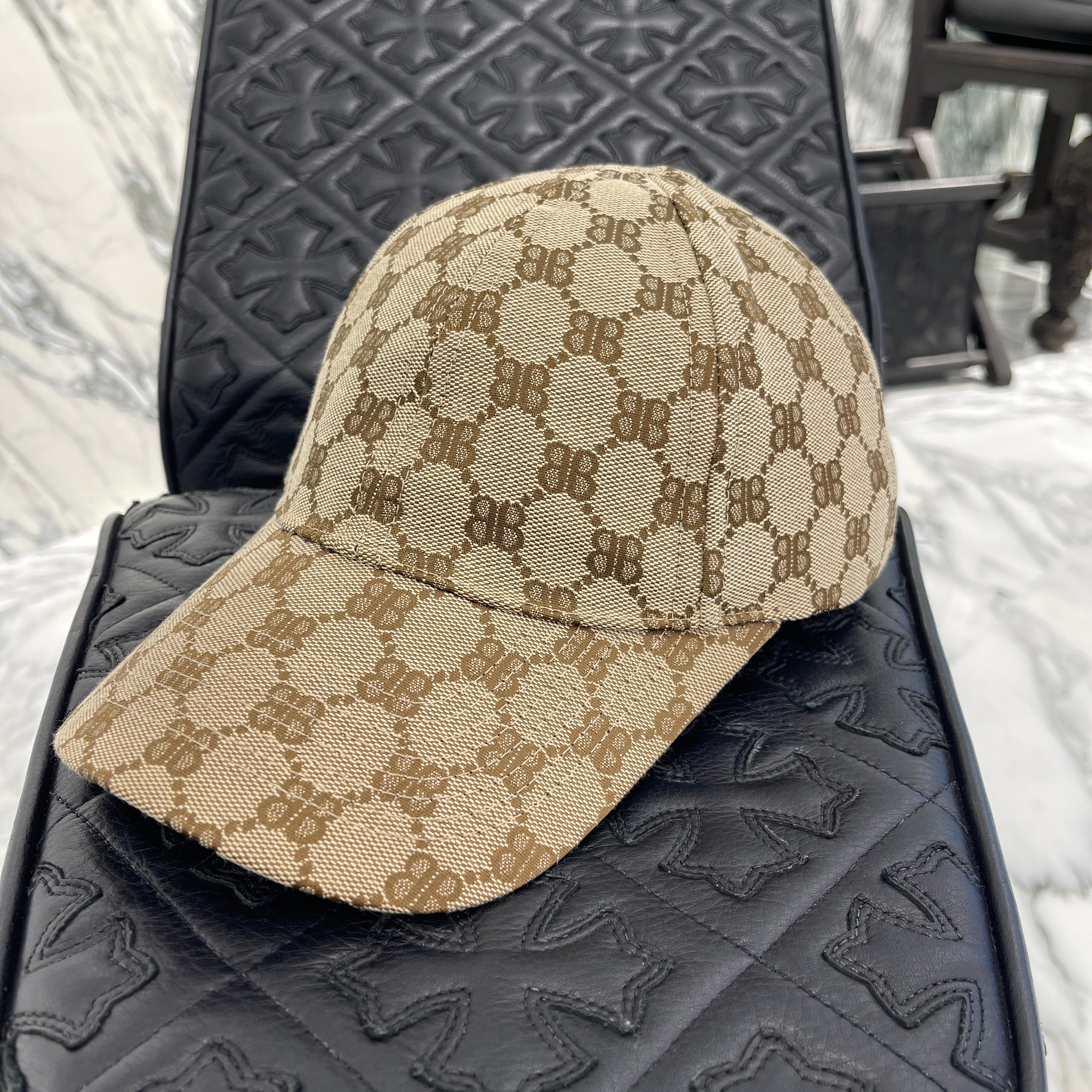 BALENCIAGA × GUCCI 2022SS Hacker Project Original GG Web Canvas Baseball Cap 680717 4B3B7 Size S（55cm） バレンシアガ × グッチ ハッカープロジェクト オリジナルGG ウェブキャンバス ベースボールキャップ サイズS（55cm）