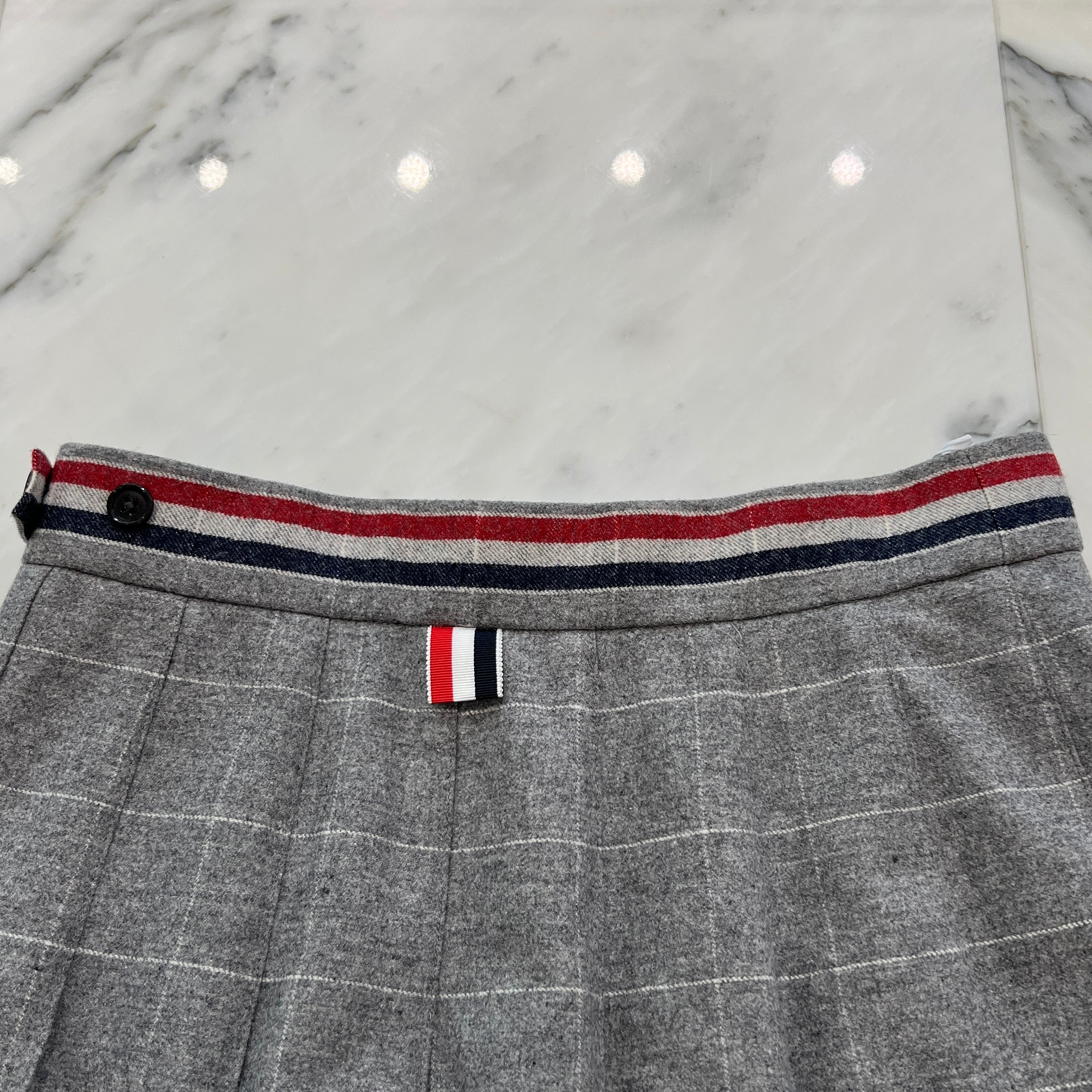 THOM BROWNE 4Bar Checkered Pleated High-Low Skirt FGC402A-F0039
