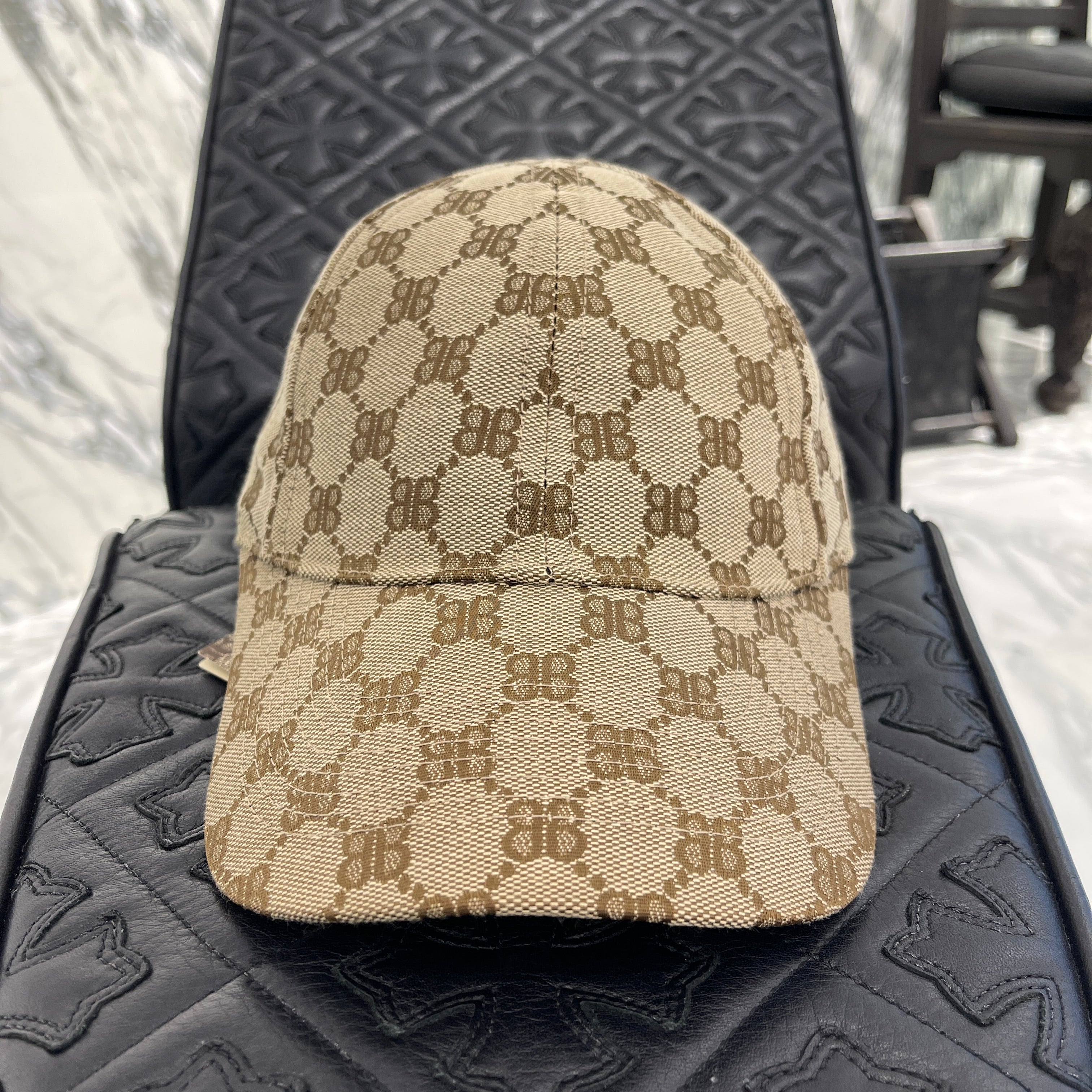 BALENCIAGA × GUCCI 2022SS Hacker Project Original GG Web Canvas Baseball Cap 680717 4B3B7 Size S（55cm） バレンシアガ × グッチ ハッカープロジェクト オリジナルGG ウェブキャンバス ベースボールキャップ サイズS（55cm）