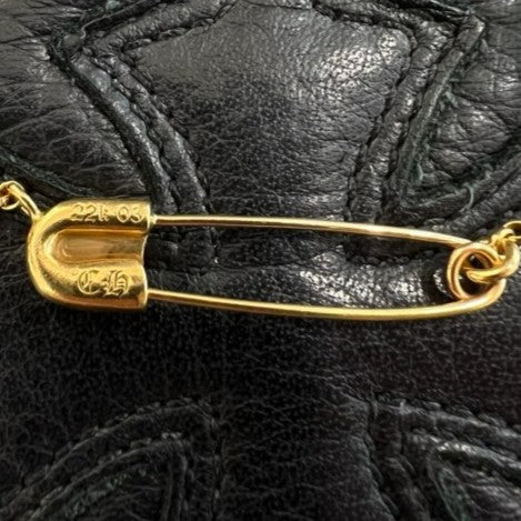 CHROME HEARTS 22K Safety Pin 1 Diamond Roll Chain Necklace Size 18 Inch クロムハーツ 22K セーフティピン 1ダイヤモンド ロールチェーン ネックレス 18インチ