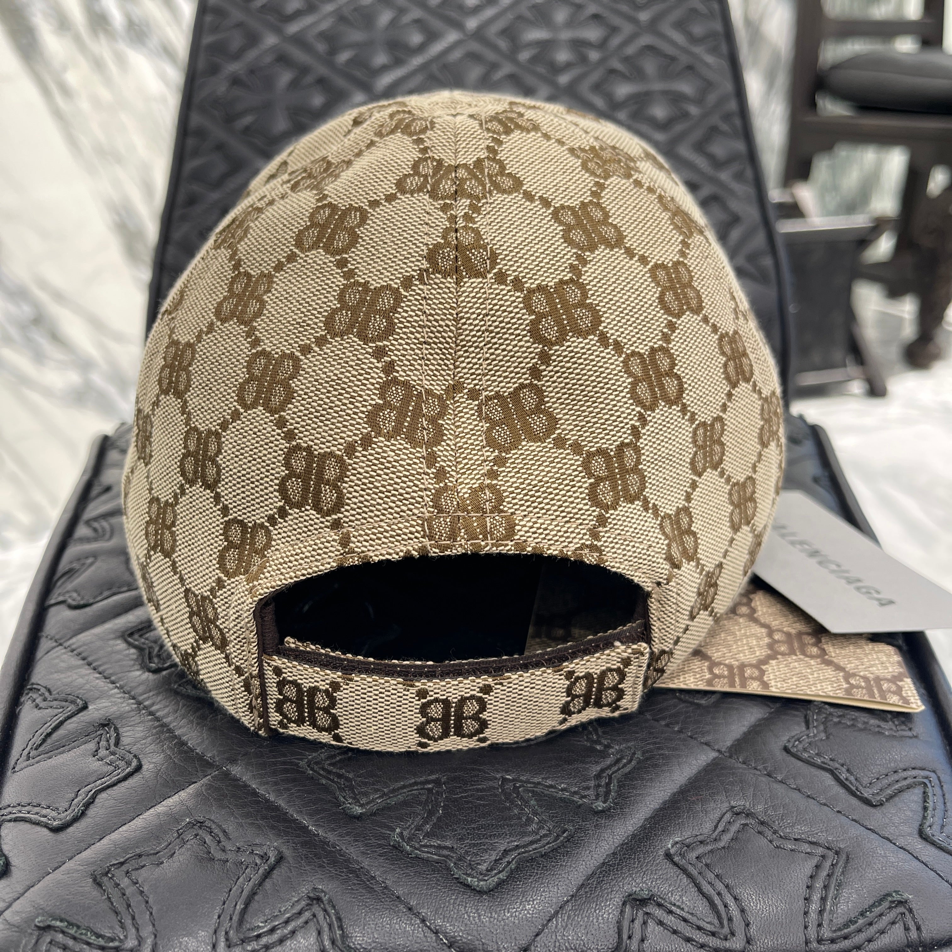 BALENCIAGA × GUCCI 2022SS Hacker Project Original GG Web Canvas Baseball Cap 680717 4B3B7 Size S（55cm） バレンシアガ × グッチ ハッカープロジェクト オリジナルGG ウェブキャンバス ベースボールキャップ サイズS（55cm）