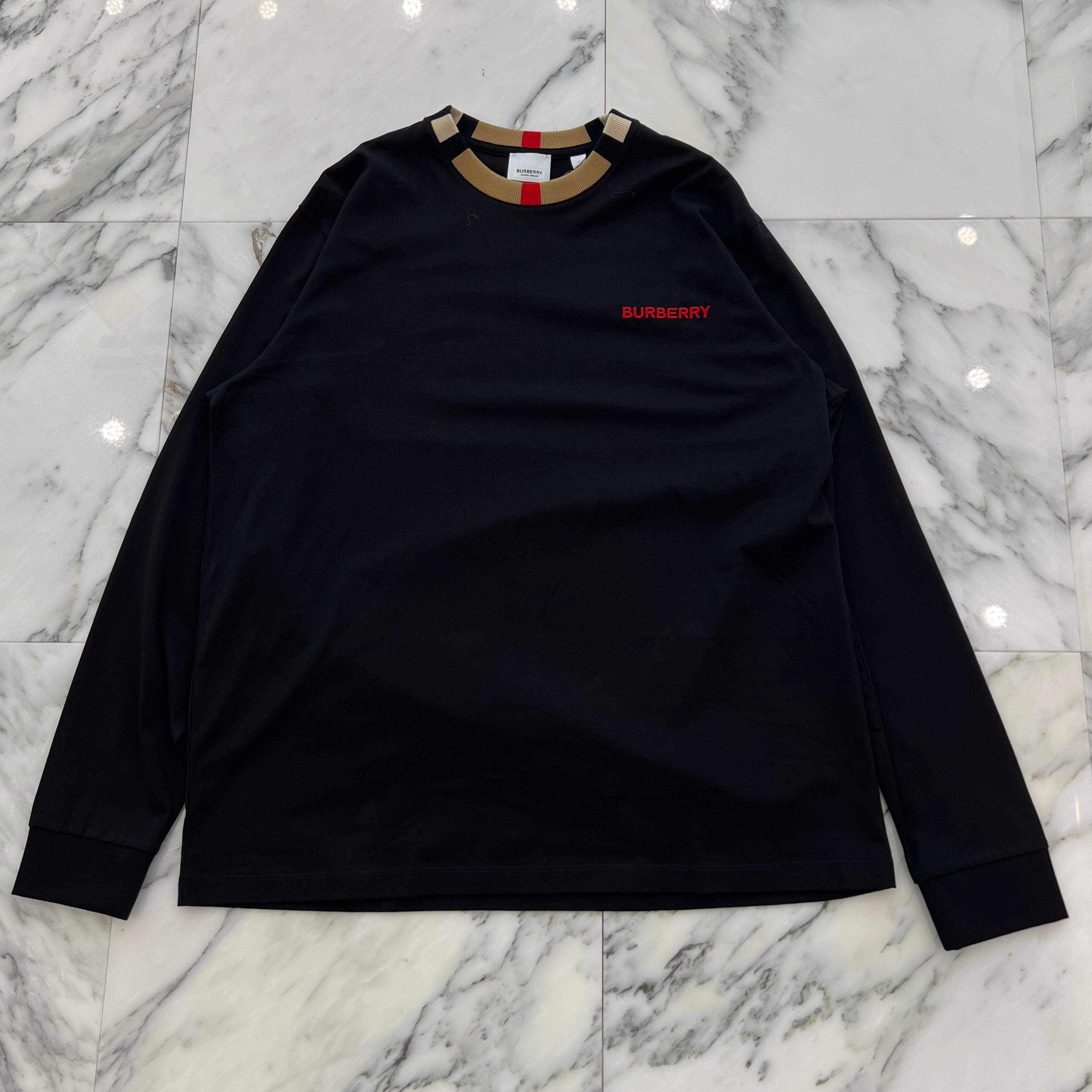 BURBERRY Jalad Check Neck Long Sleeve Tee 8091045 Size M バーバリー ジャラッド チェックネック ロングスリーブTシャツ サイズM