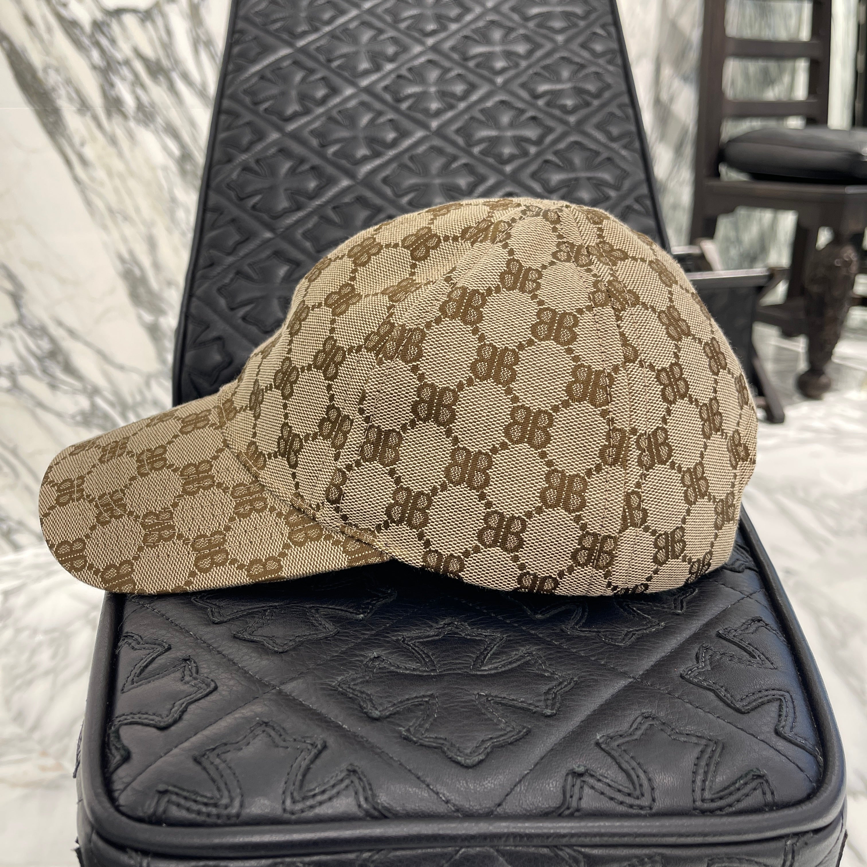 BALENCIAGA × GUCCI 2022SS Hacker Project Original GG Web Canvas Baseball Cap 680717 4B3B7 Size S（55cm） バレンシアガ × グッチ ハッカープロジェクト オリジナルGG ウェブキャンバス ベースボールキャップ サイズS（55cm）