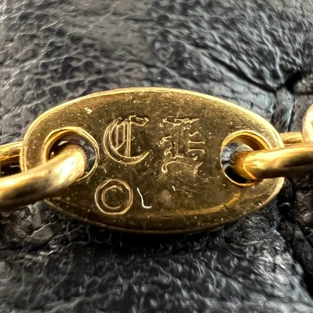 CHROME HEARTS 22K Safety Pin 1 Diamond Roll Chain Necklace Size 18 Inch クロムハーツ 22K セーフティピン 1ダイヤモンド ロールチェーン ネックレス 18インチ