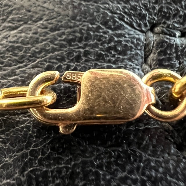 CHROME HEARTS 22K Safety Pin 1 Diamond Roll Chain Necklace Size 18 Inch クロムハーツ 22K セーフティピン 1ダイヤモンド ロールチェーン ネックレス 18インチ