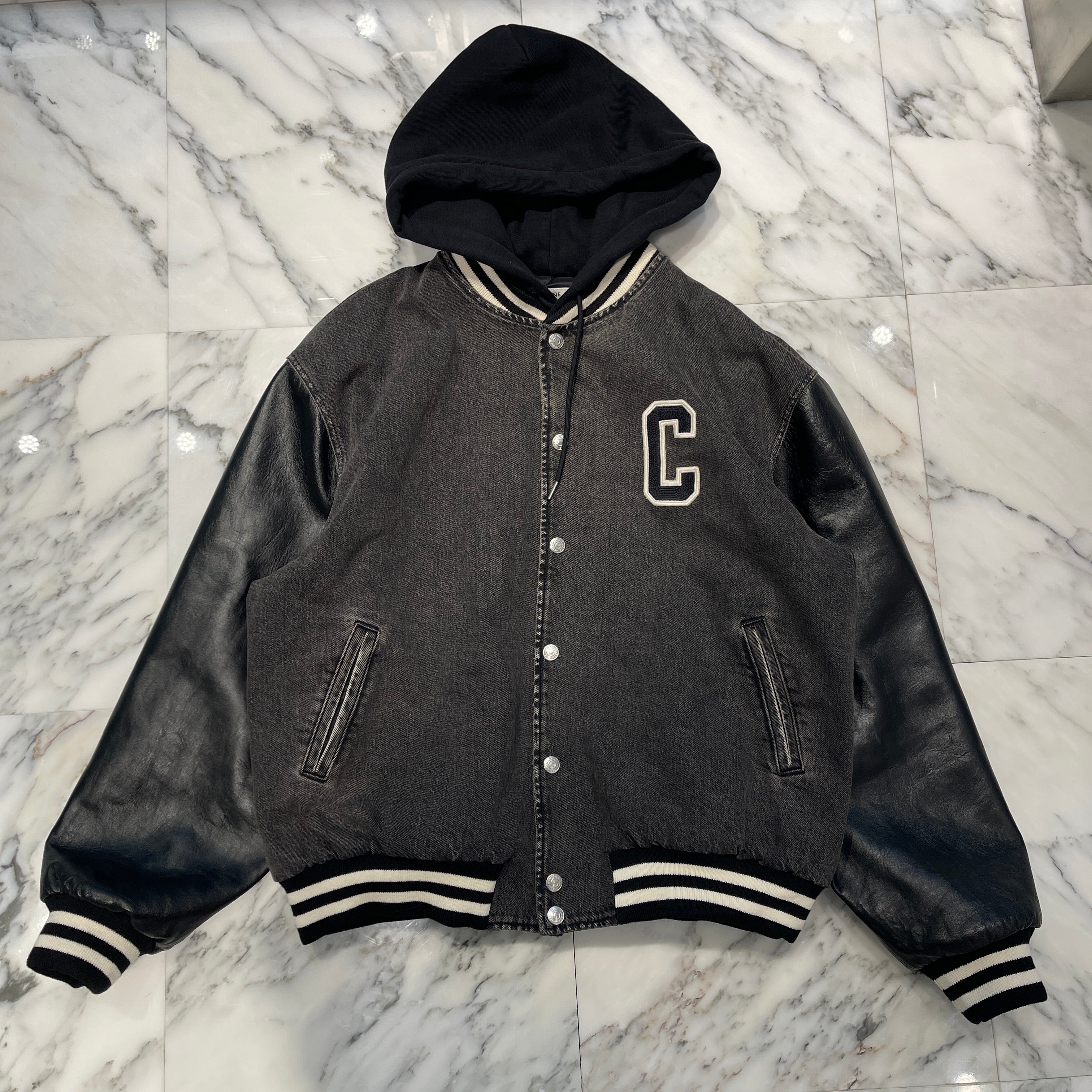 CELINE 2024AW Loose Teddy Jacket / Charcoal Wash Denim 2Q937947F38CH Size XXL セリーヌ ルーズ テディジャケット チャコールウォッシュデニム サイズXXL