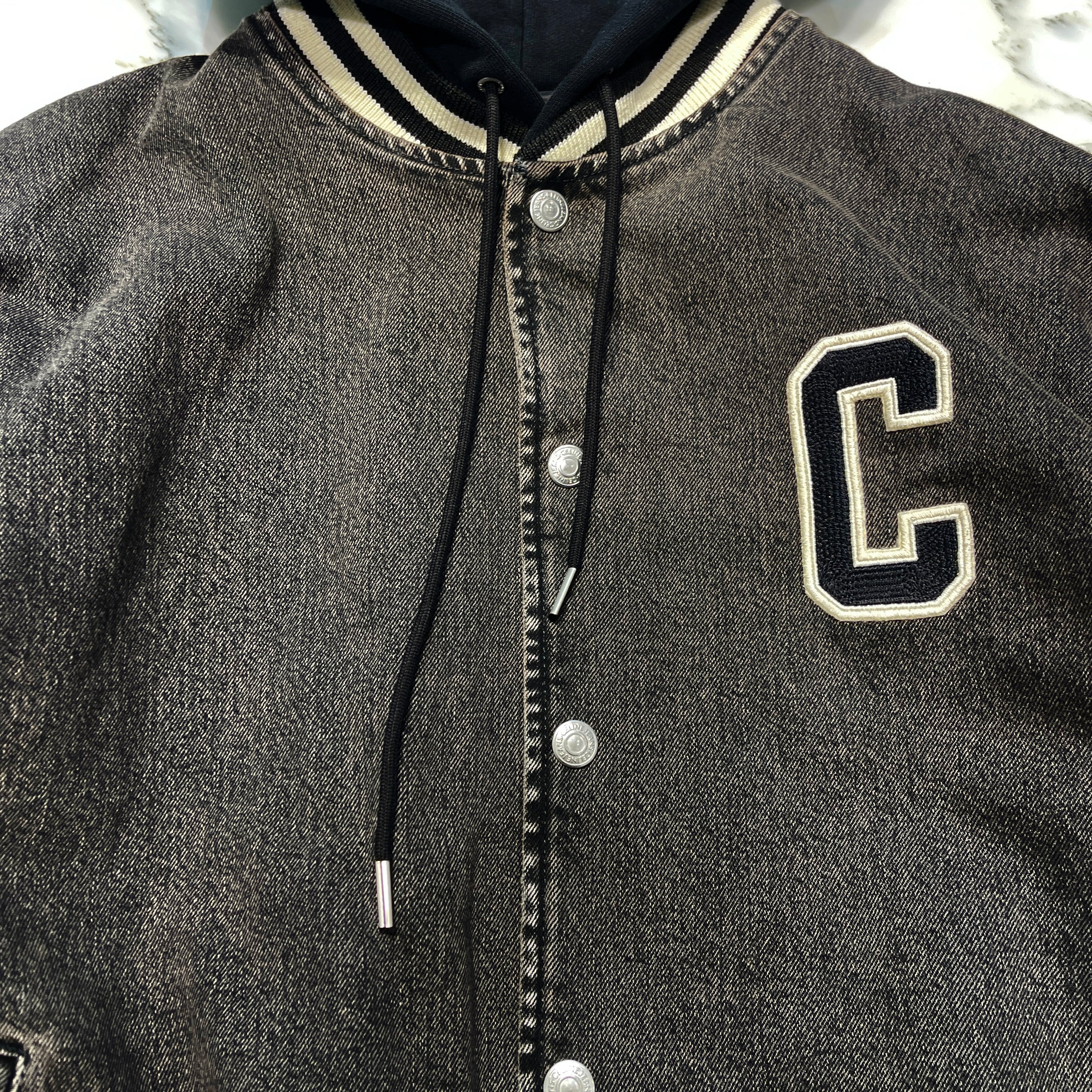 CELINE 2024AW Loose Teddy Jacket / Charcoal Wash Denim 2Q937947F38CH Size XXL セリーヌ ルーズ テディジャケット チャコールウォッシュデニム サイズXXL