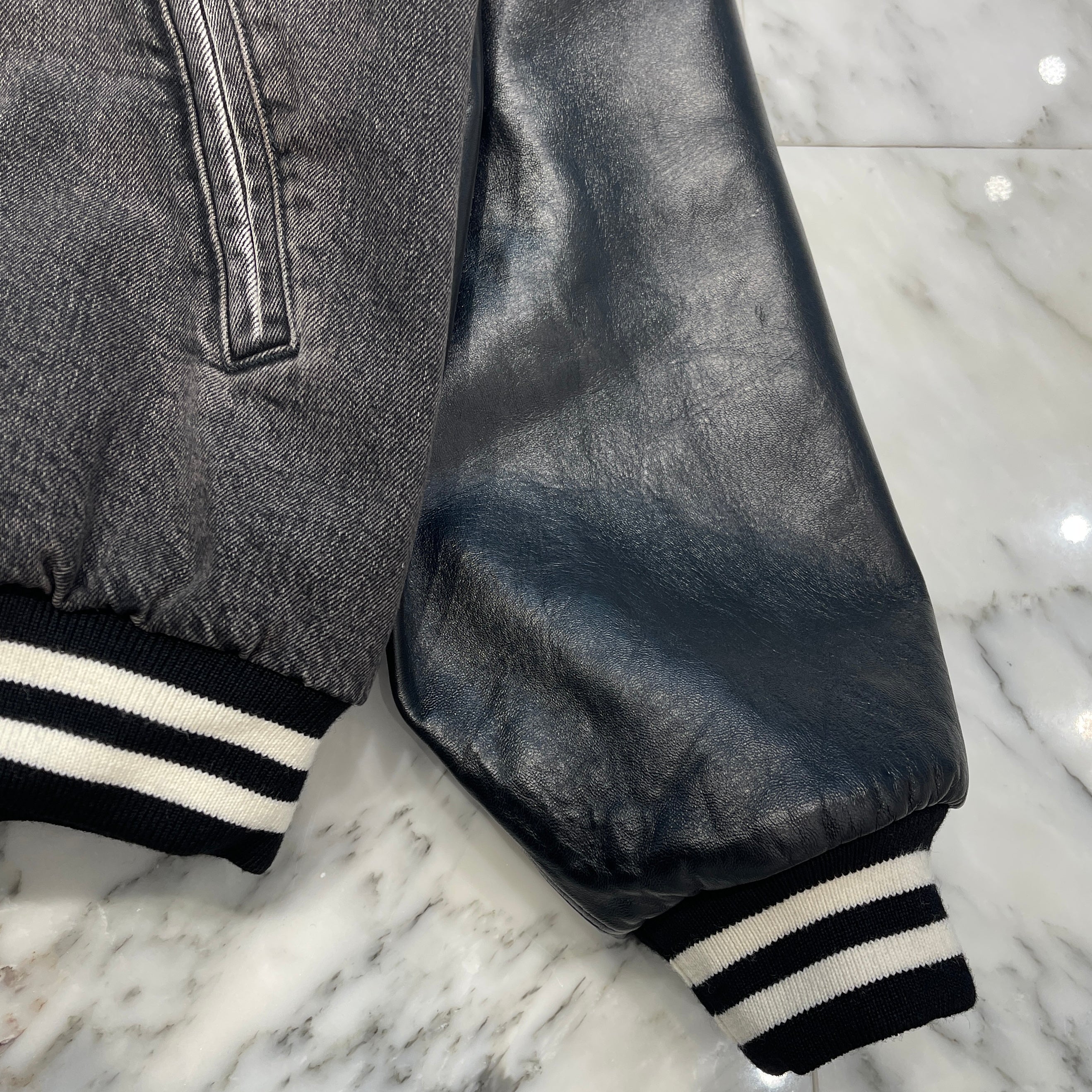 CELINE 2024AW Loose Teddy Jacket / Charcoal Wash Denim 2Q937947F38CH Size XXL セリーヌ ルーズ テディジャケット チャコールウォッシュデニム サイズXXL