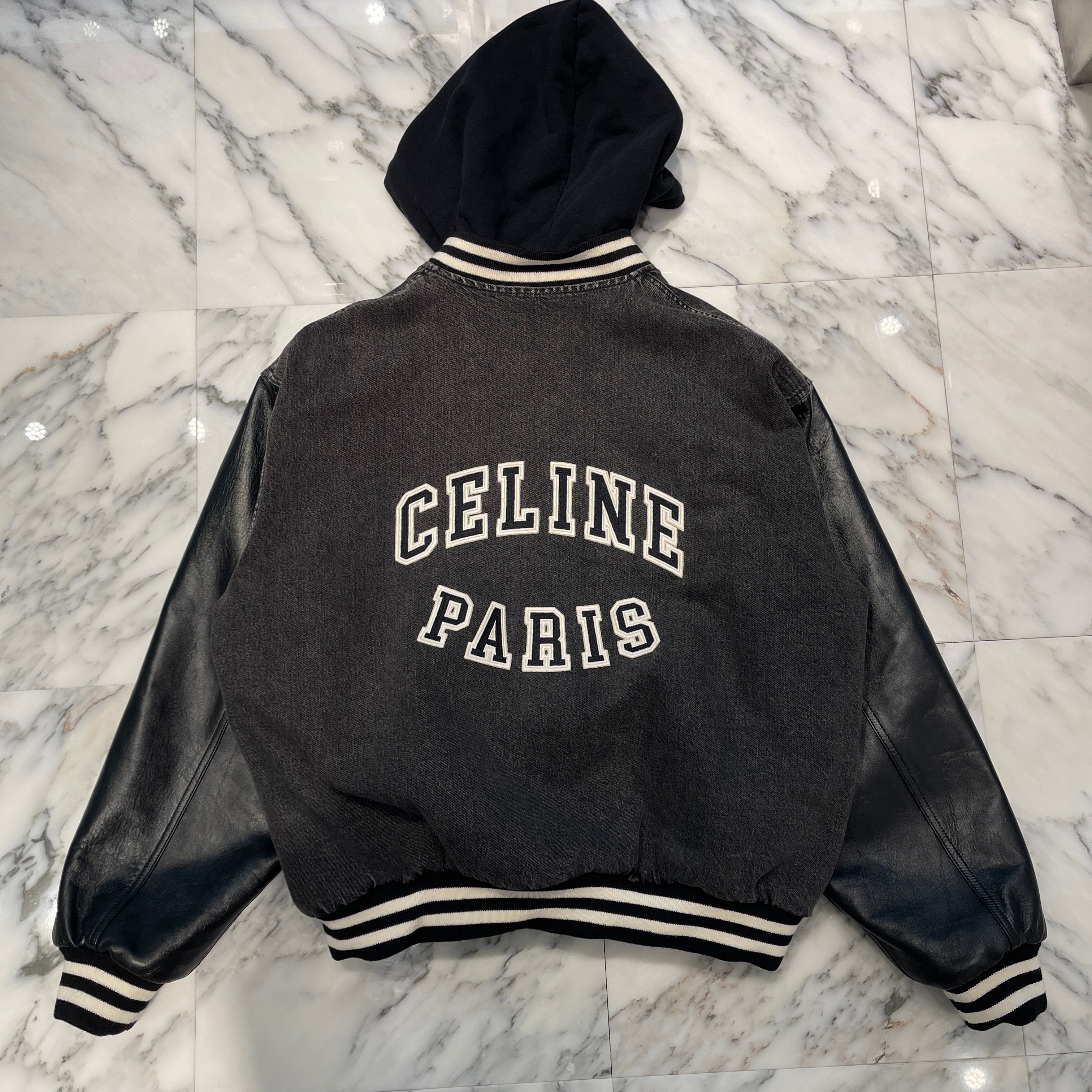 CELINE 2024AW Loose Teddy Jacket / Charcoal Wash Denim 2Q937947F38CH Size XXL セリーヌ ルーズ テディジャケット チャコールウォッシュデニム サイズXXL