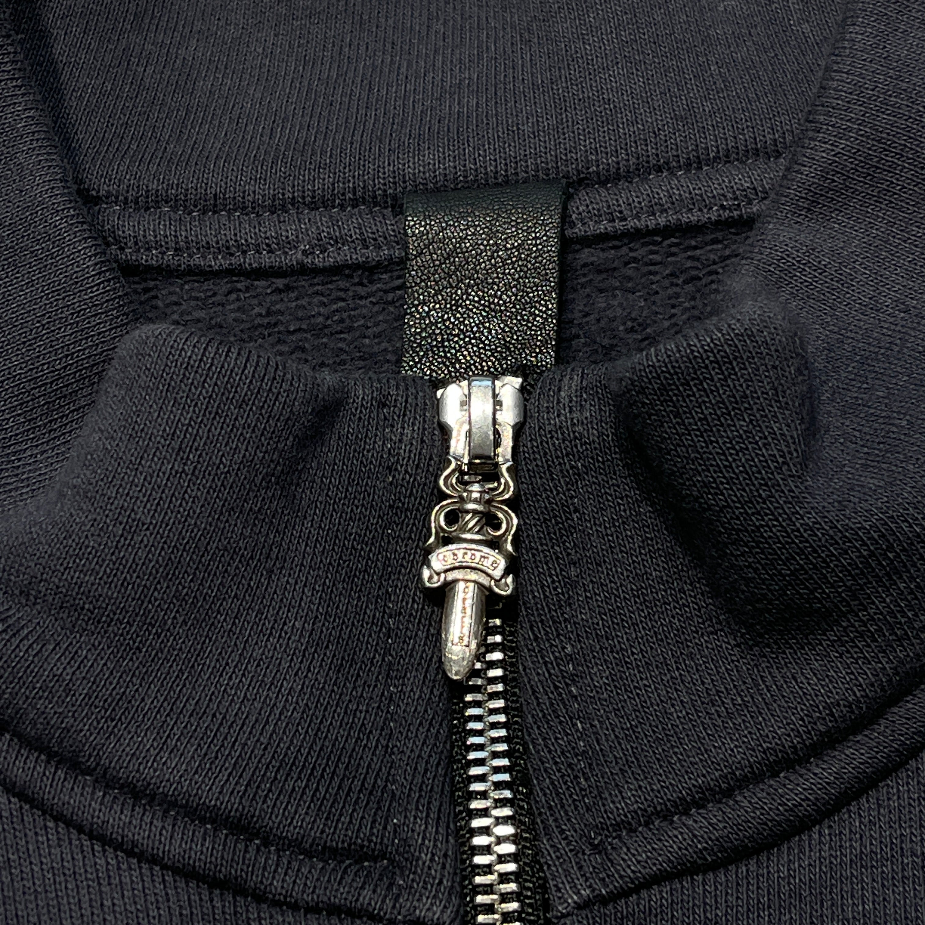 CHROME HEARTS Y NOT Triple Cross Leather Patch Half Zip Sweat Shirt Size L クロムハーツ ワイノット トリプルクロス レザーパッチ ハーフジップ スウェットシャツ サイズL