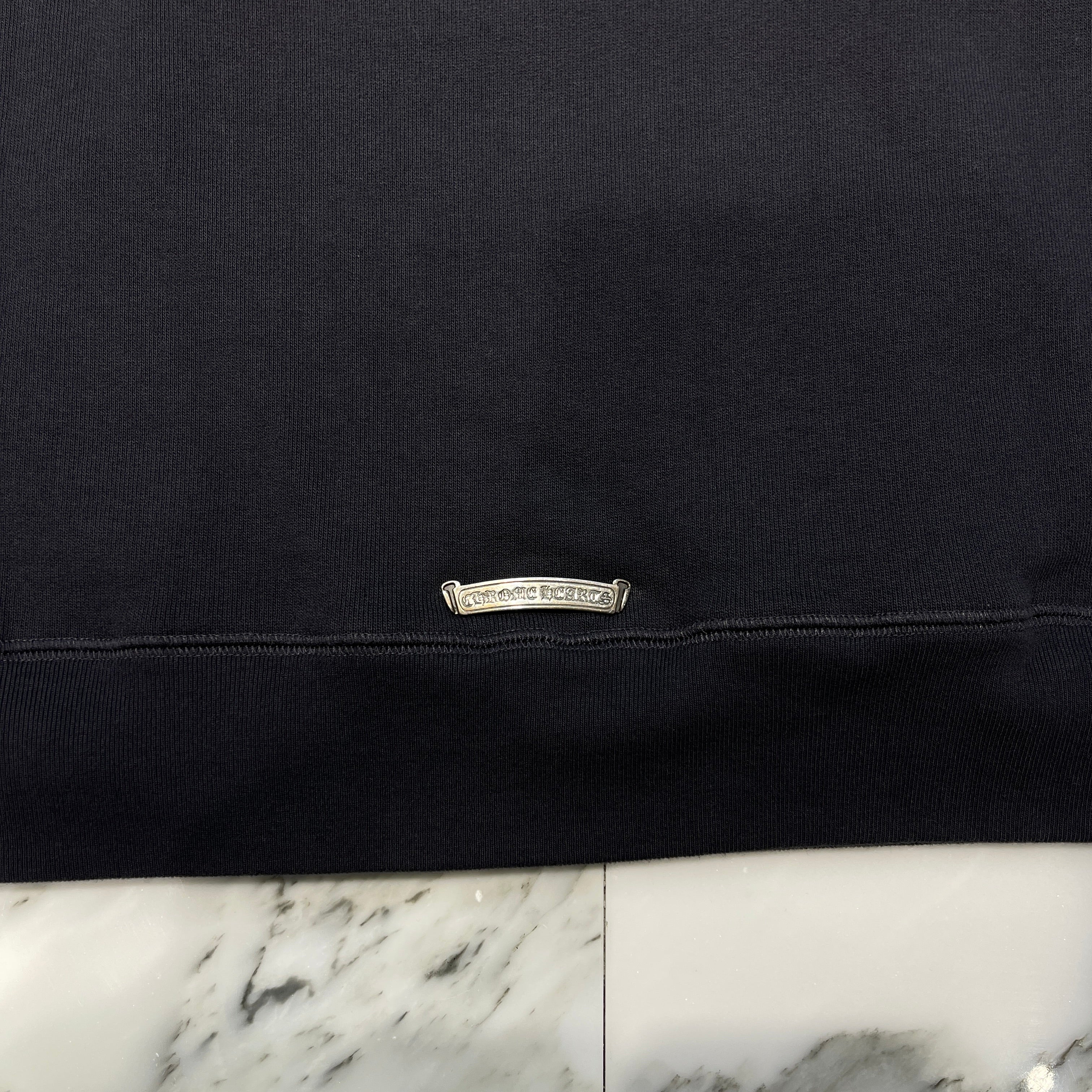 CHROME HEARTS Y NOT Triple Cross Leather Patch Half Zip Sweat Shirt Size L クロムハーツ ワイノット トリプルクロス レザーパッチ ハーフジップ スウェットシャツ サイズL