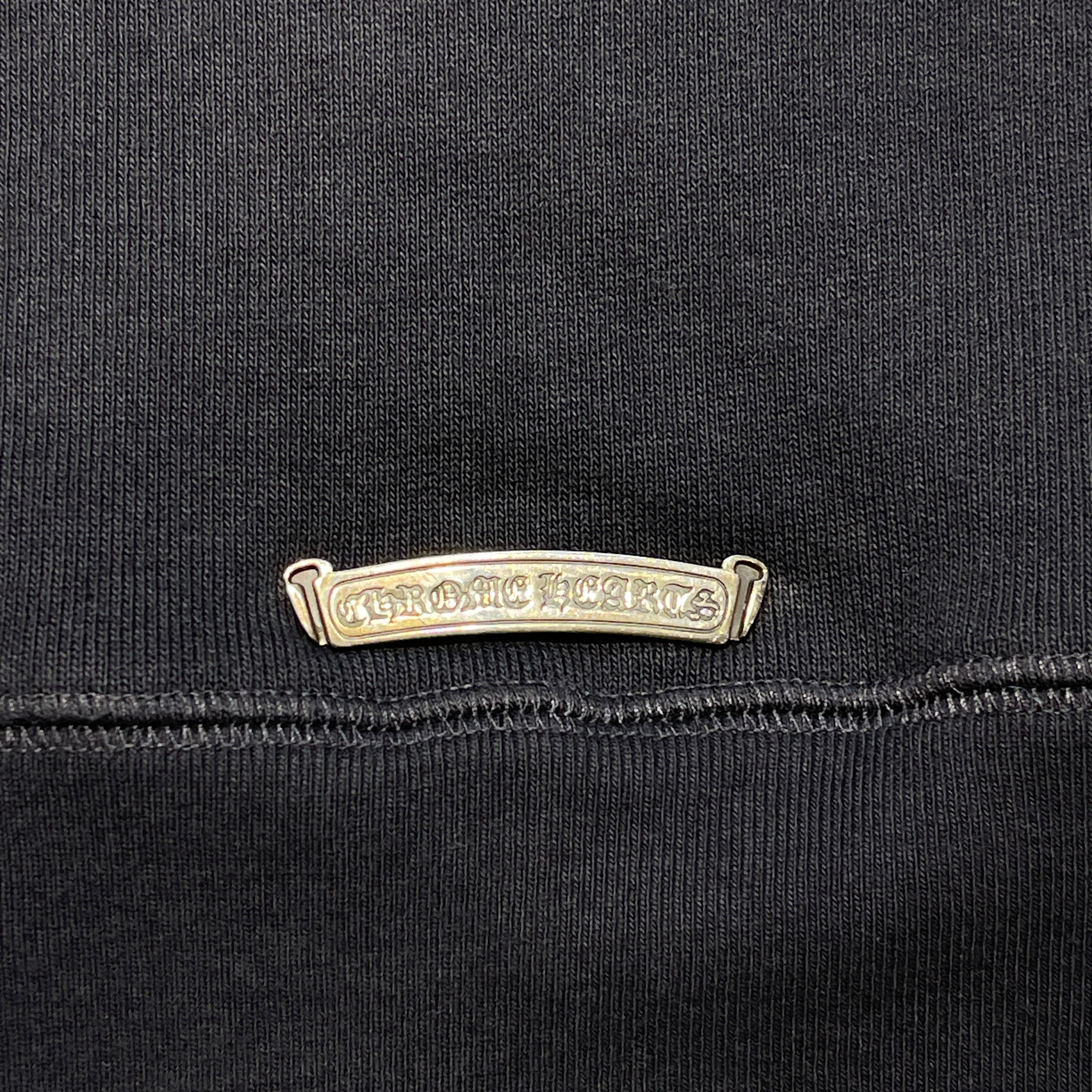 CHROME HEARTS Y NOT Triple Cross Leather Patch Half Zip Sweat Shirt Size L クロムハーツ ワイノット トリプルクロス レザーパッチ ハーフジップ スウェットシャツ サイズL