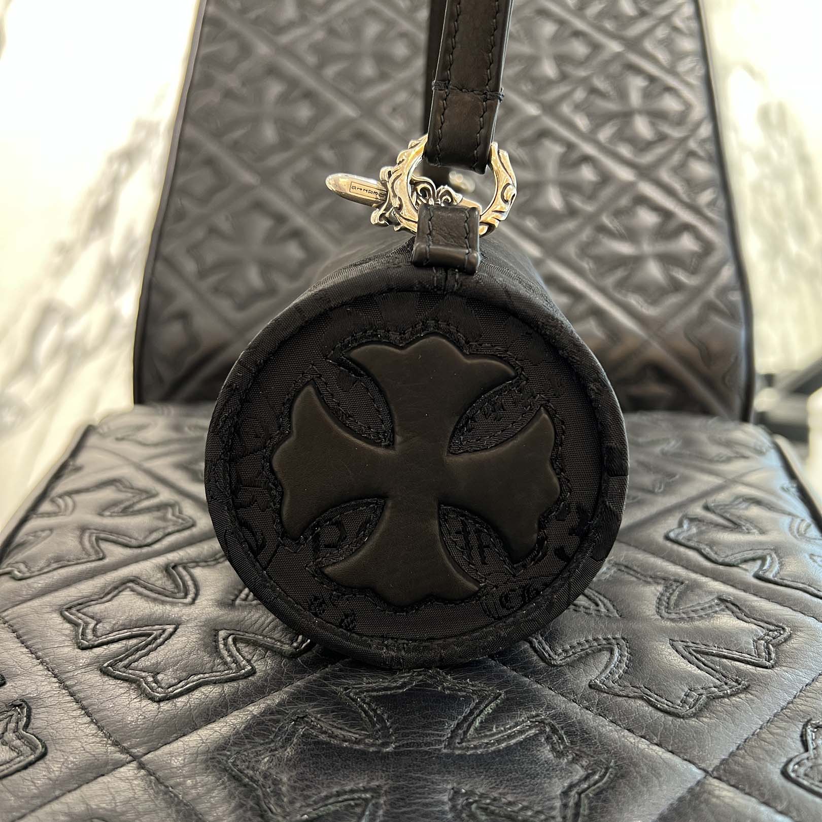 CHROME HEARTS Stencil Pattern GRINDS Nylon Leather Hand Bag クロムハーツ ステンシル柄 グラインズ ナイロンレザー切替 ハンドバッグ