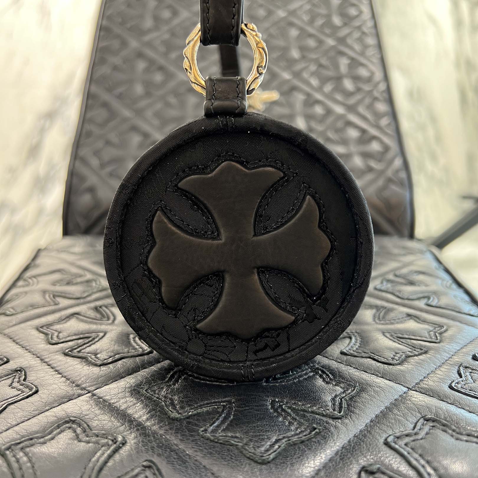 CHROME HEARTS Stencil Pattern GRINDS Nylon Leather Hand Bag クロムハーツ ステンシル柄 グラインズ ナイロンレザー切替 ハンドバッグ