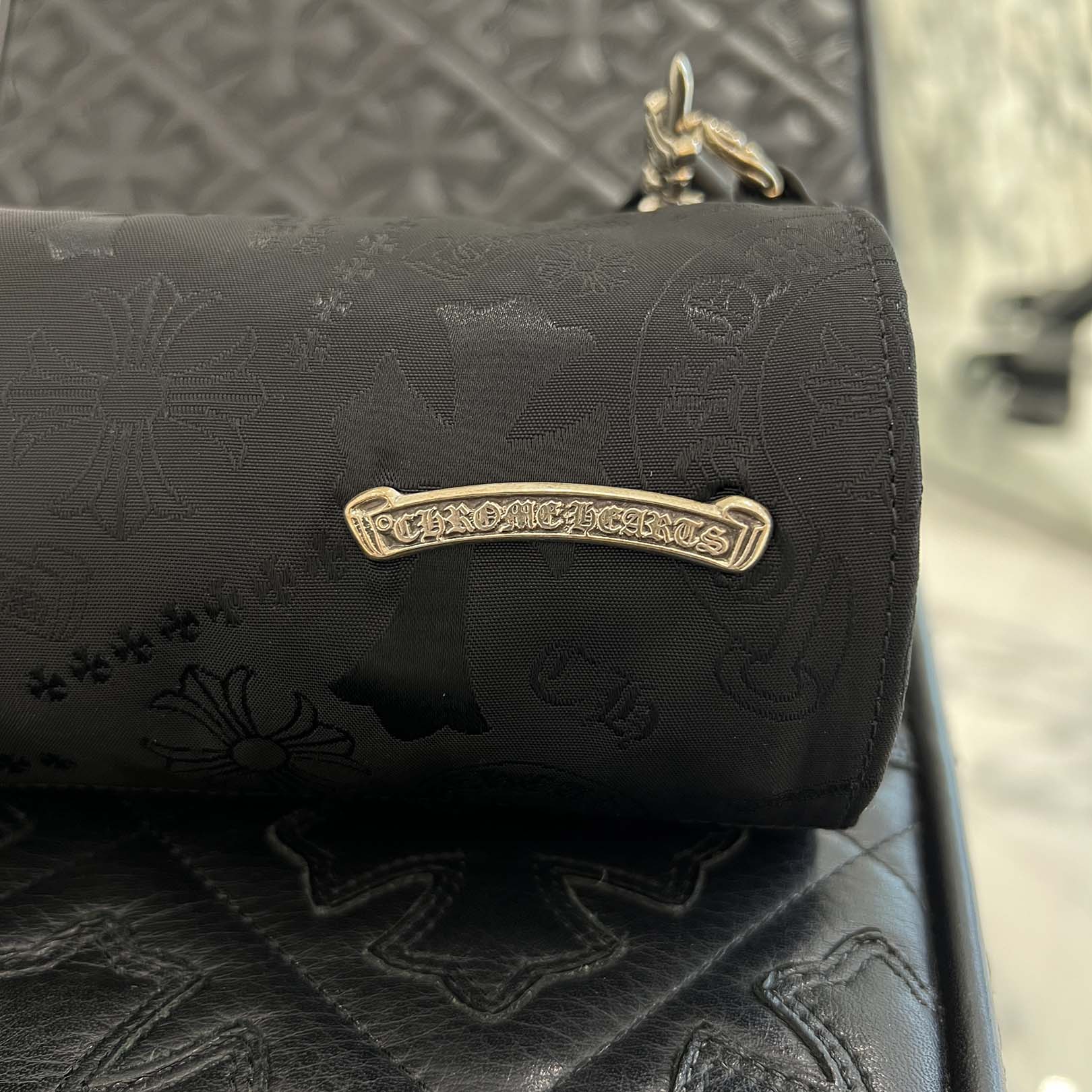 CHROME HEARTS Stencil Pattern GRINDS Nylon Leather Hand Bag クロムハーツ ステンシル柄 グラインズ ナイロンレザー切替 ハンドバッグ