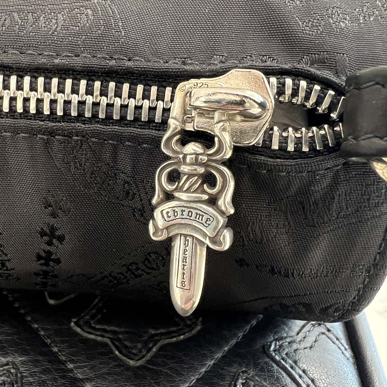 CHROME HEARTS Stencil Pattern GRINDS Nylon Leather Hand Bag クロムハーツ ステンシル柄 グラインズ ナイロンレザー切替 ハンドバッグ