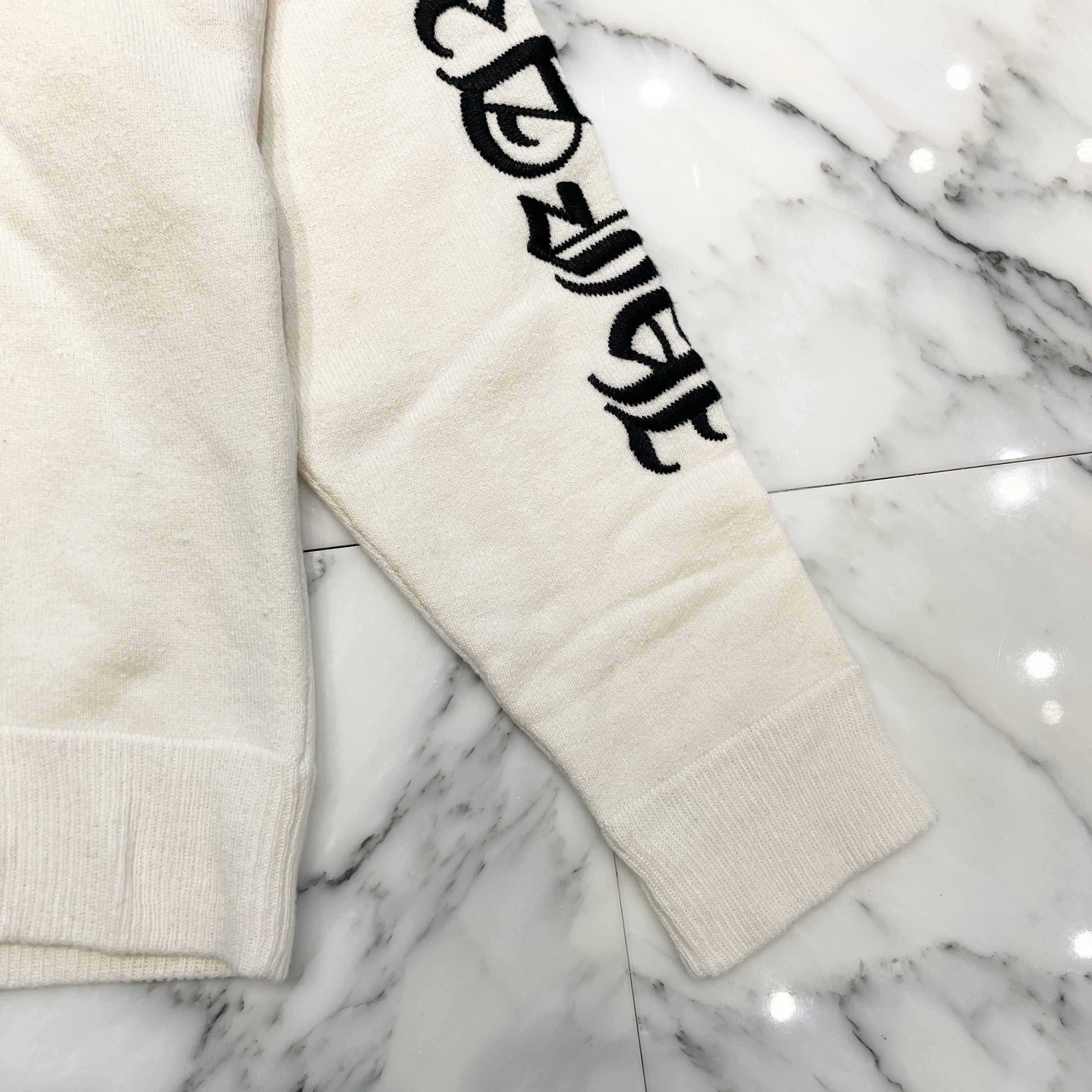 CHROME HEARTS SLO RIDE Logo Embroidery Cashmere Knit Pullover Hoodie Size L クロムハーツ スローライド ロゴ刺繍 カシミヤニット プルオーバーフーディー サイズL