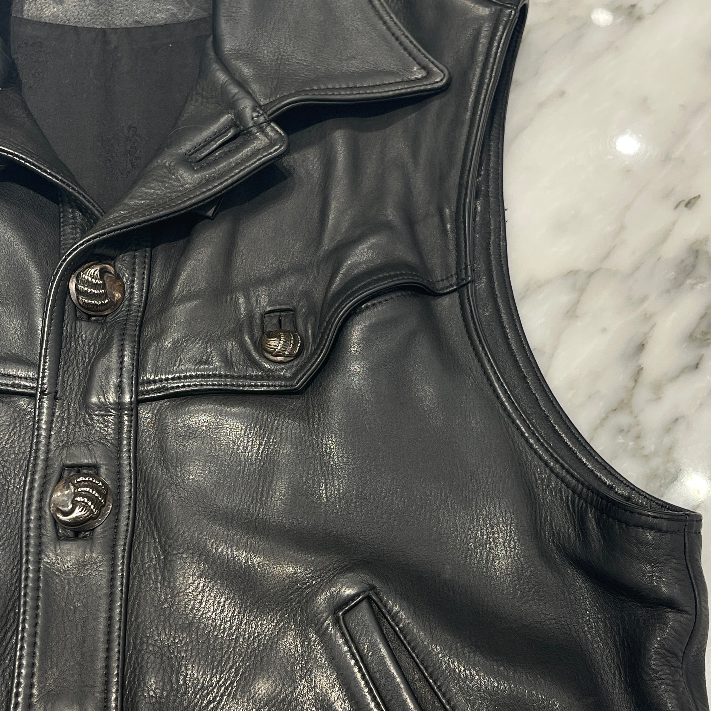 CHROME HEARTS Le Fleur Western Leather Vest Size L クロムハーツ ラ・フルール ウェスタンレザーベスト サイズL