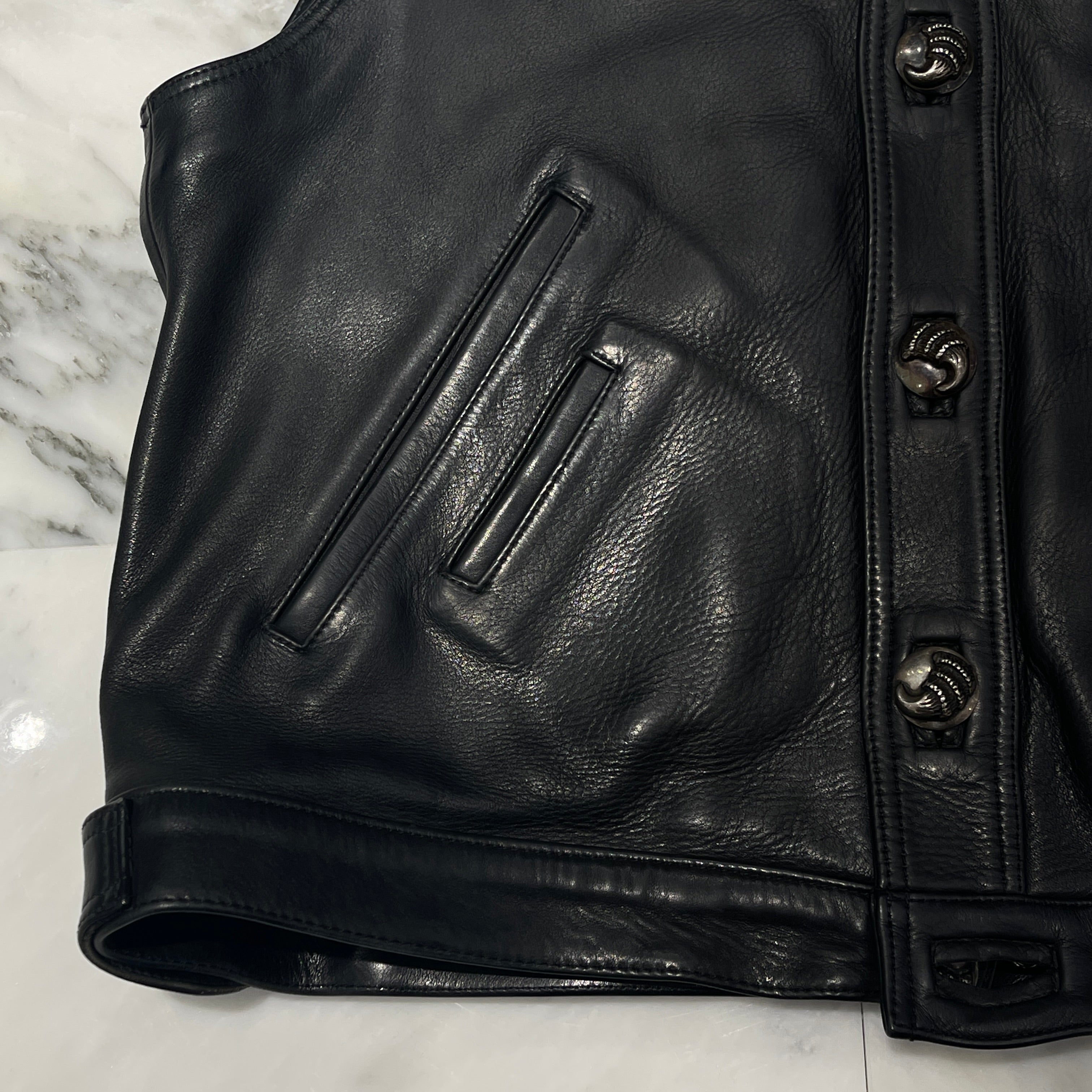CHROME HEARTS Le Fleur Western Leather Vest Size L クロムハーツ ラ・フルール ウェスタンレザーベスト サイズL