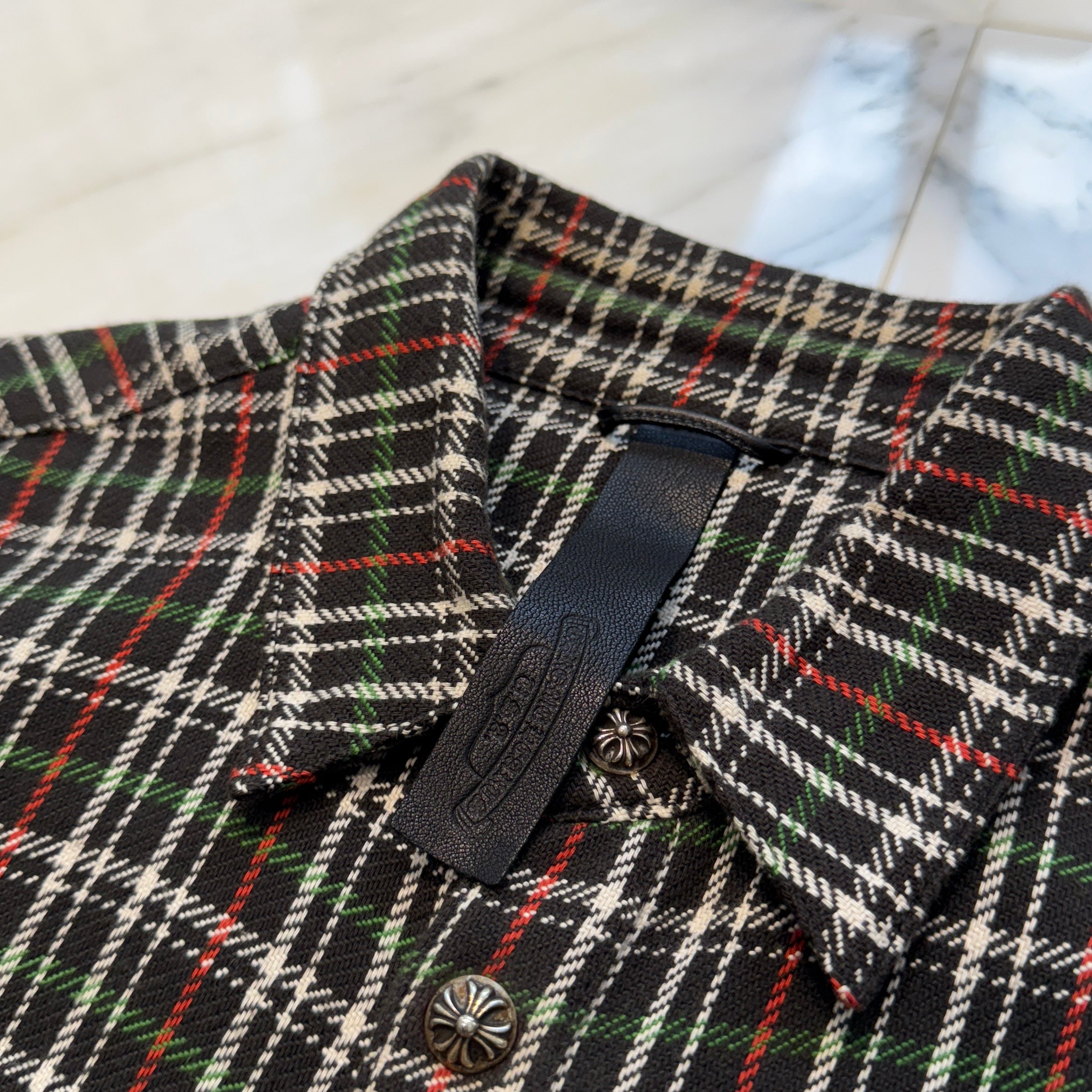 CHROME HEARTS Loose Ends Cross Patch Flannel Check Shirt Size M クロムハーツ ルーズエンド クロスパッチ フランネルチェックシャツ サイズM