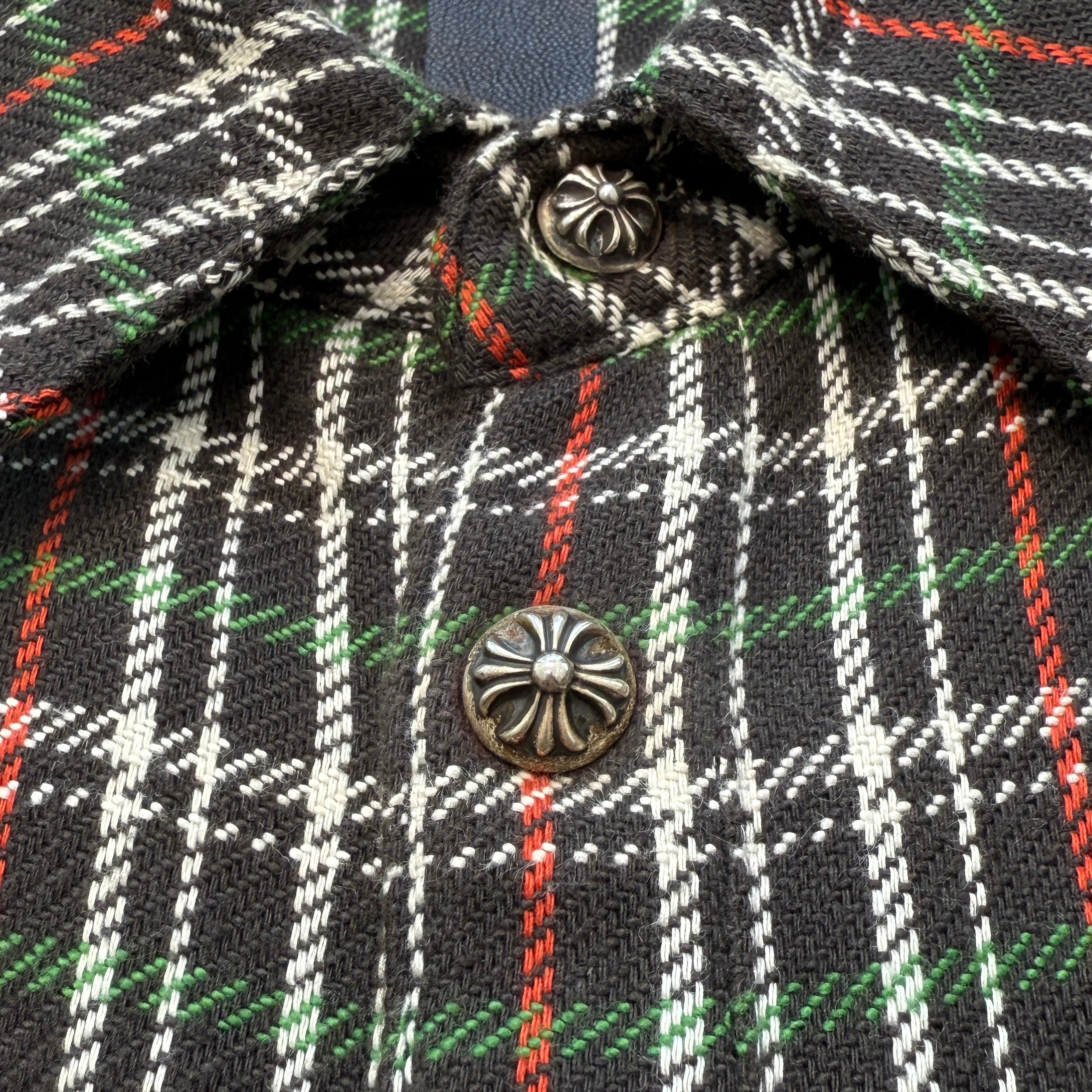 CHROME HEARTS Loose Ends Cross Patch Flannel Check Shirt Size M クロムハーツ ルーズエンド クロスパッチ フランネルチェックシャツ サイズM
