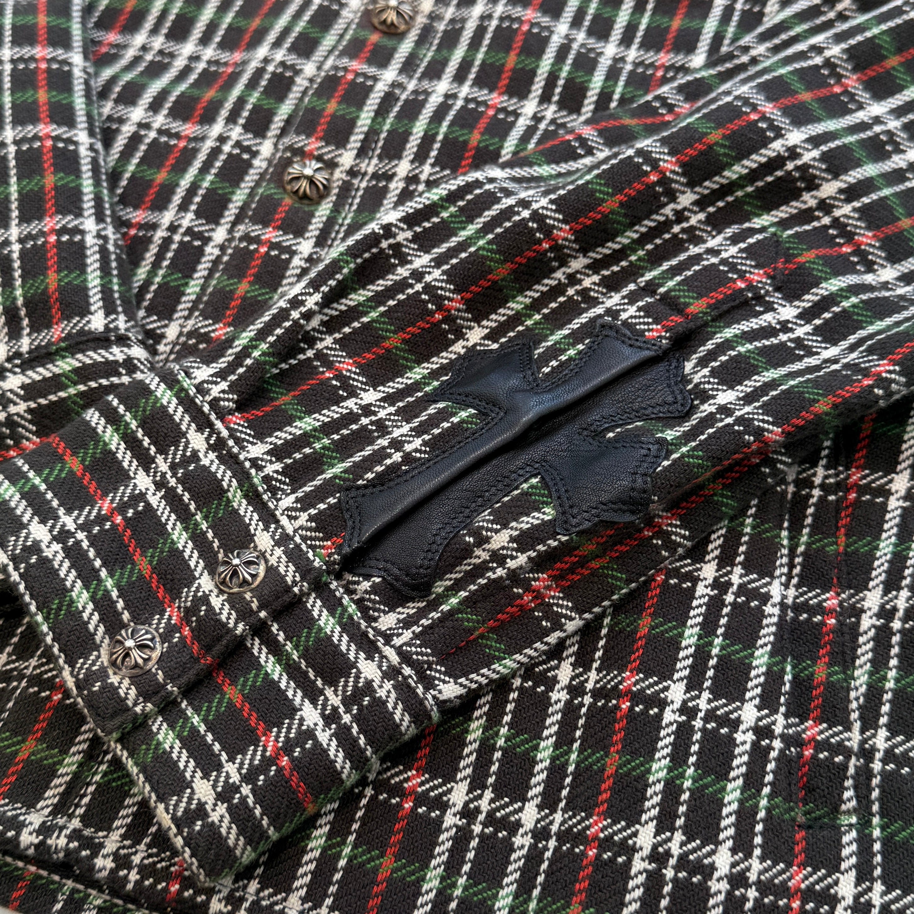 CHROME HEARTS Loose Ends Cross Patch Flannel Check Shirt Size M クロムハーツ ルーズエンド クロスパッチ フランネルチェックシャツ サイズM