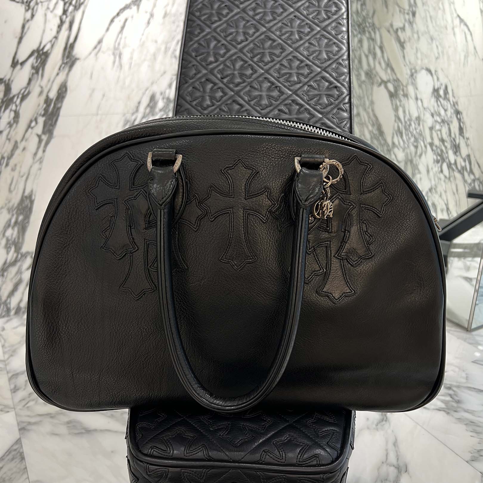 CHROME HEARTS Medium GYM Cemetery Cross Patch Hand Bag クロム