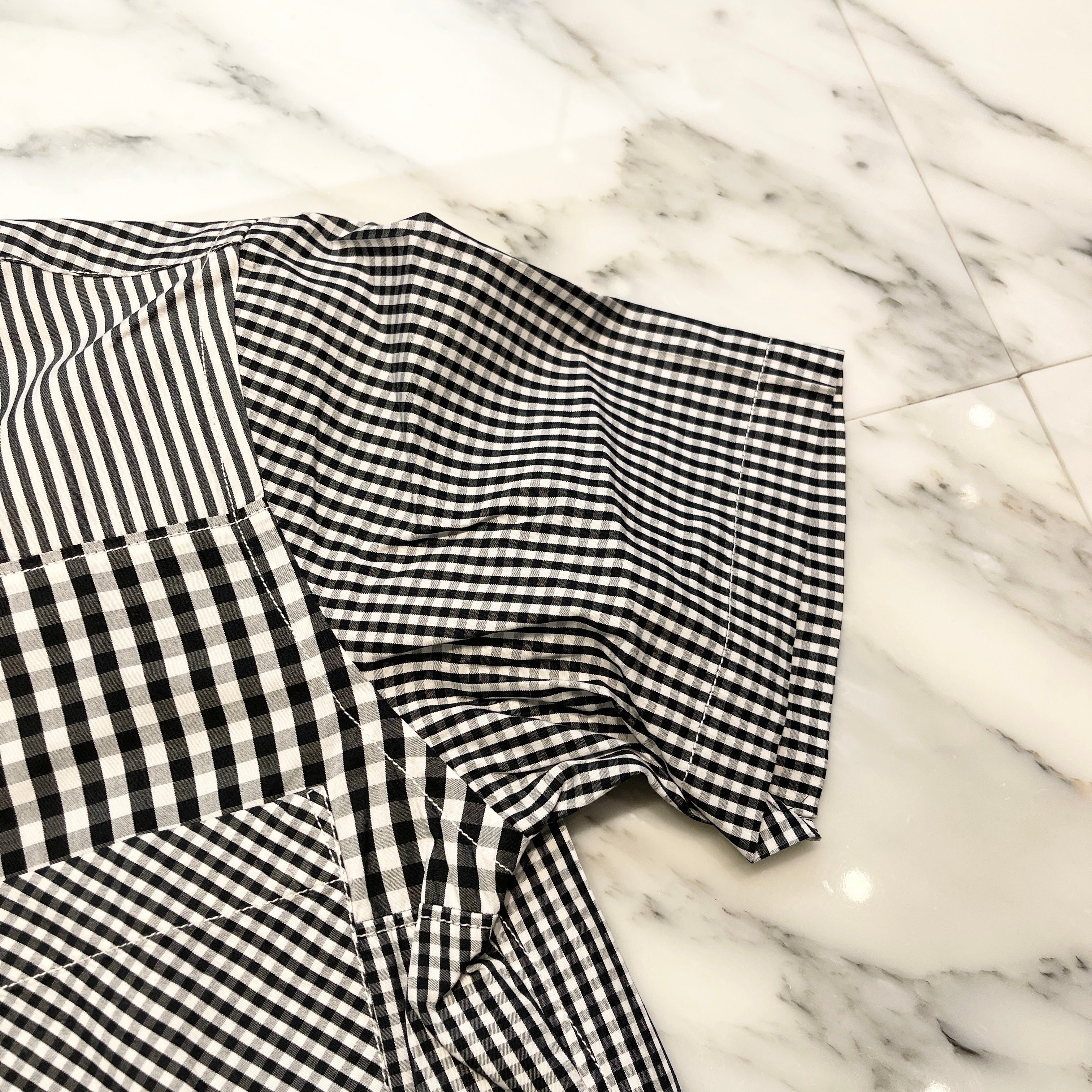 COMME des GARCONS Stripe Patch Work Shirt HQ-B038 Size XS コムデギャルソン ストライプ柄 パッチワーク シャツ サイズXS