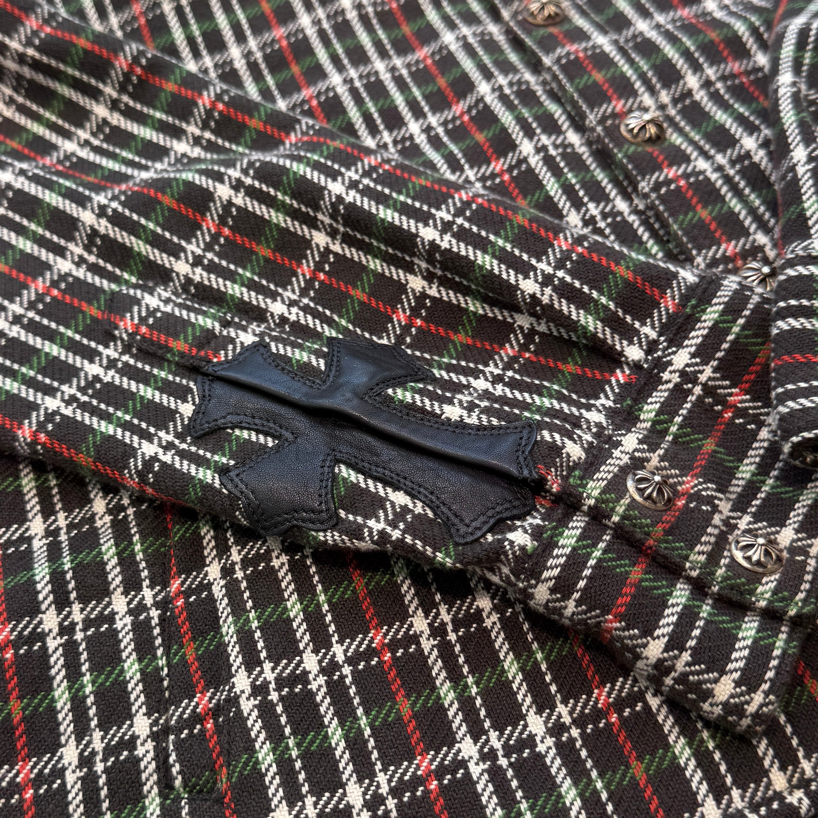 CHROME HEARTS Loose Ends Cross Patch Flannel Check Shirt Size M クロムハーツ ルーズエンド クロスパッチ フランネルチェックシャツ サイズM