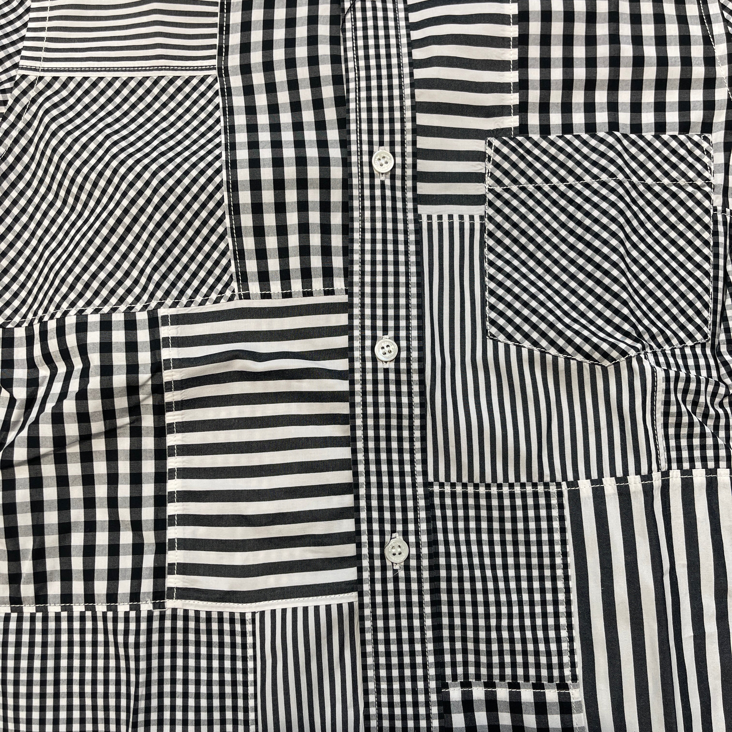 COMME des GARCONS Stripe Patch Work Shirt HQ-B038 Size XS コムデギャルソン ストライプ柄 パッチワーク シャツ サイズXS