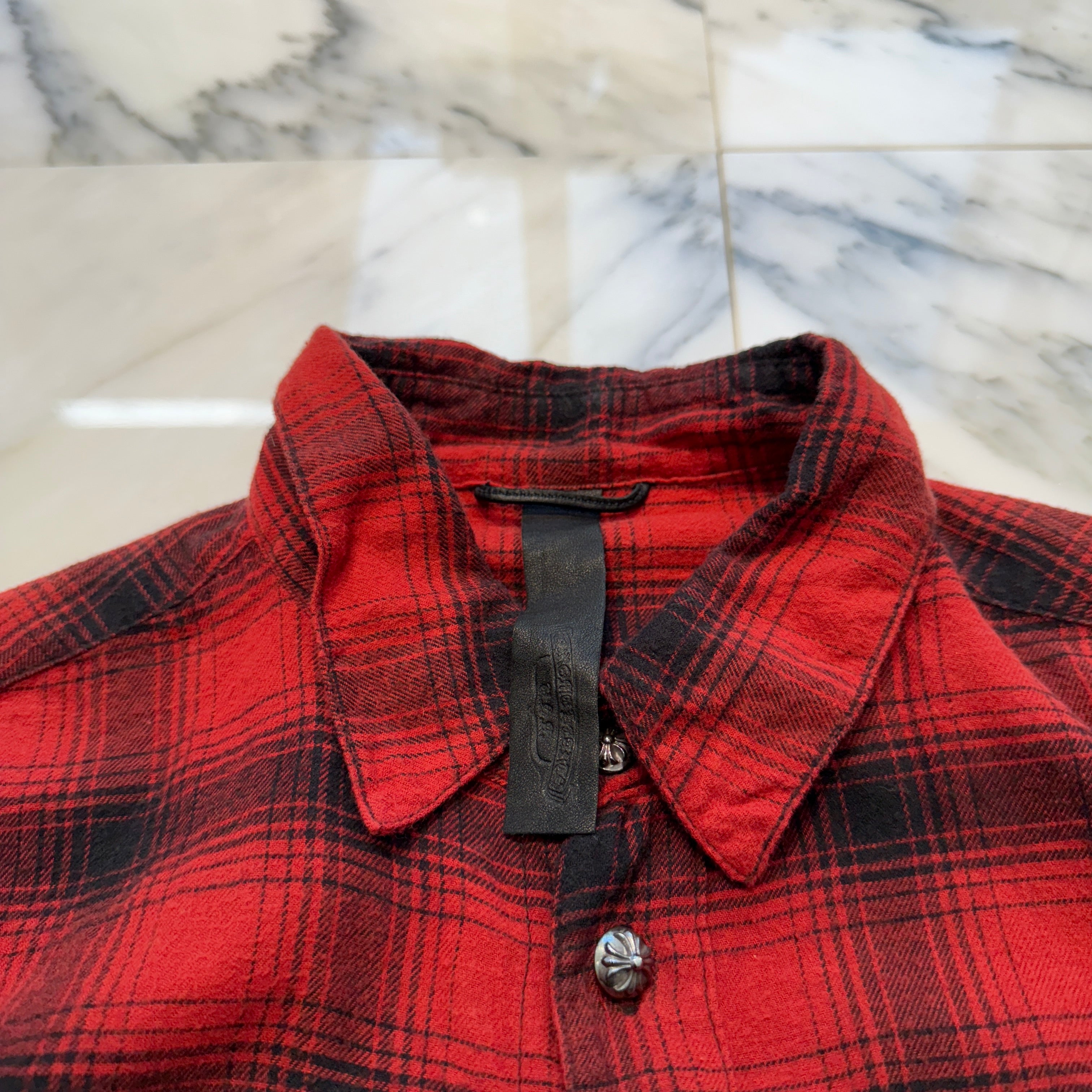 CHROME HEARTS Loose Ends Cross Patch Flannel Check Shirt Size M クロムハーツ ルーズエンド クロスパッチ フランネルチェックシャツ サイズM