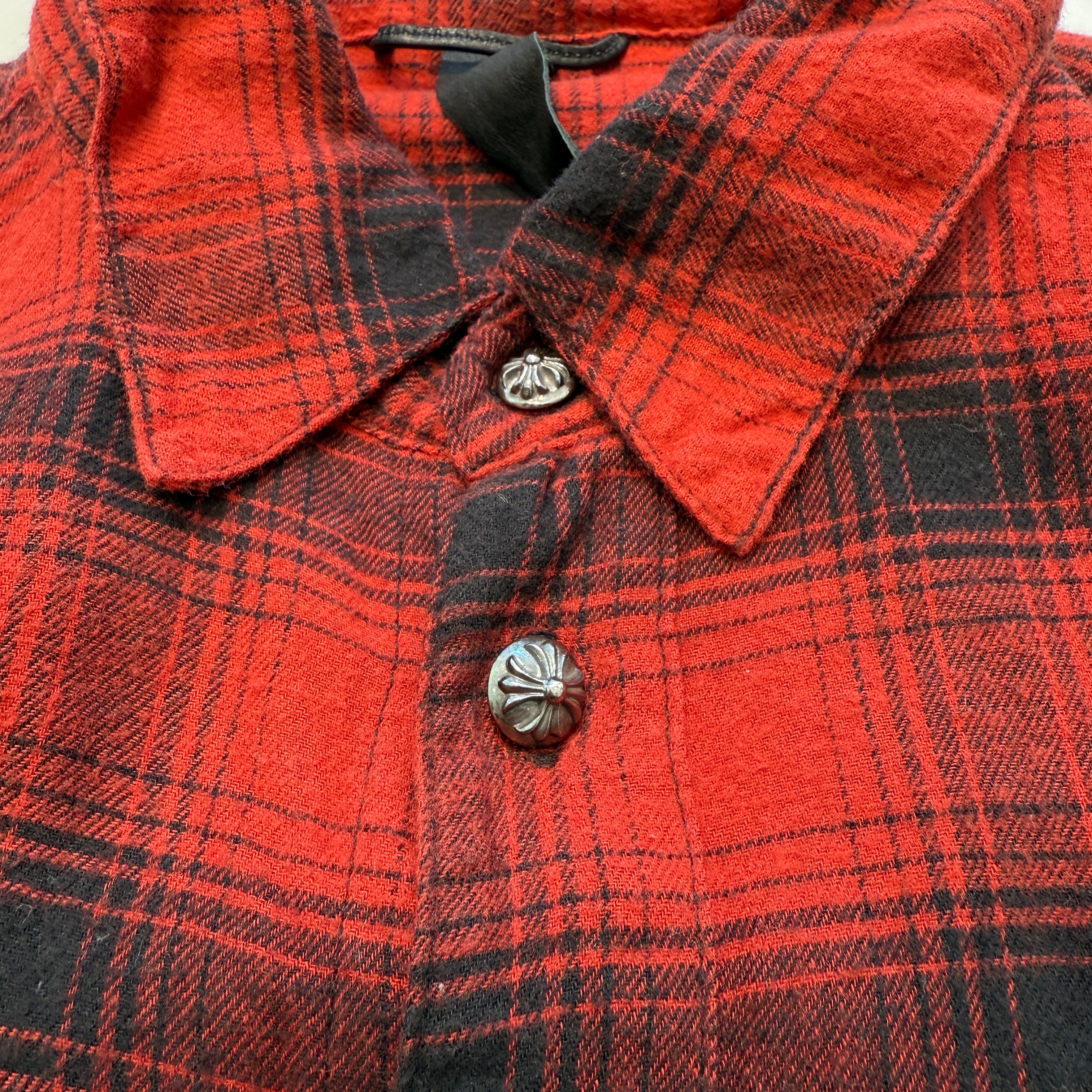 CHROME HEARTS Loose Ends Cross Patch Flannel Check Shirt Size M クロムハーツ ルーズエンド クロスパッチ フランネルチェックシャツ サイズM