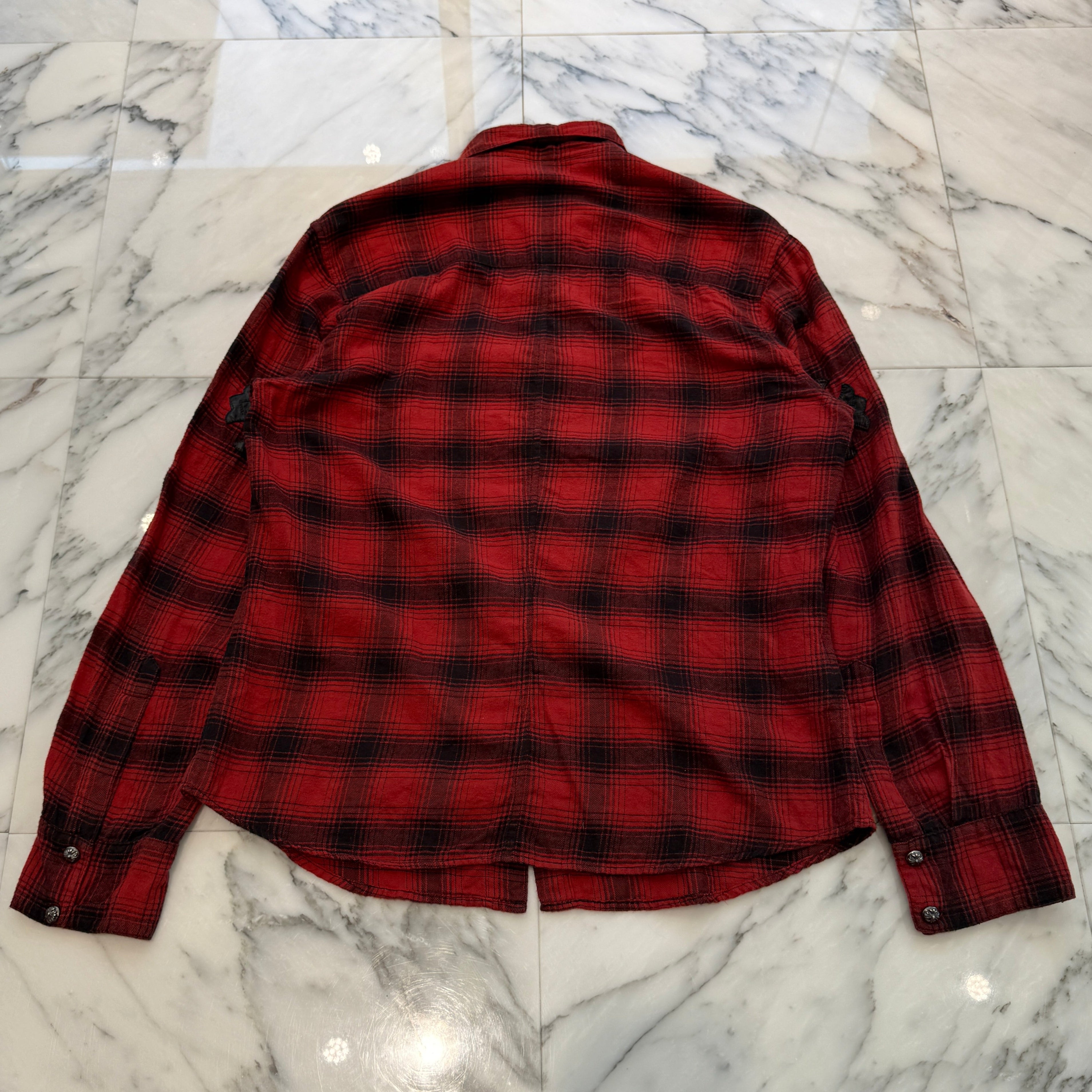 CHROME HEARTS Loose Ends Cross Patch Flannel Check Shirt Size M クロムハーツ ルーズエンド クロスパッチ フランネルチェックシャツ サイズM