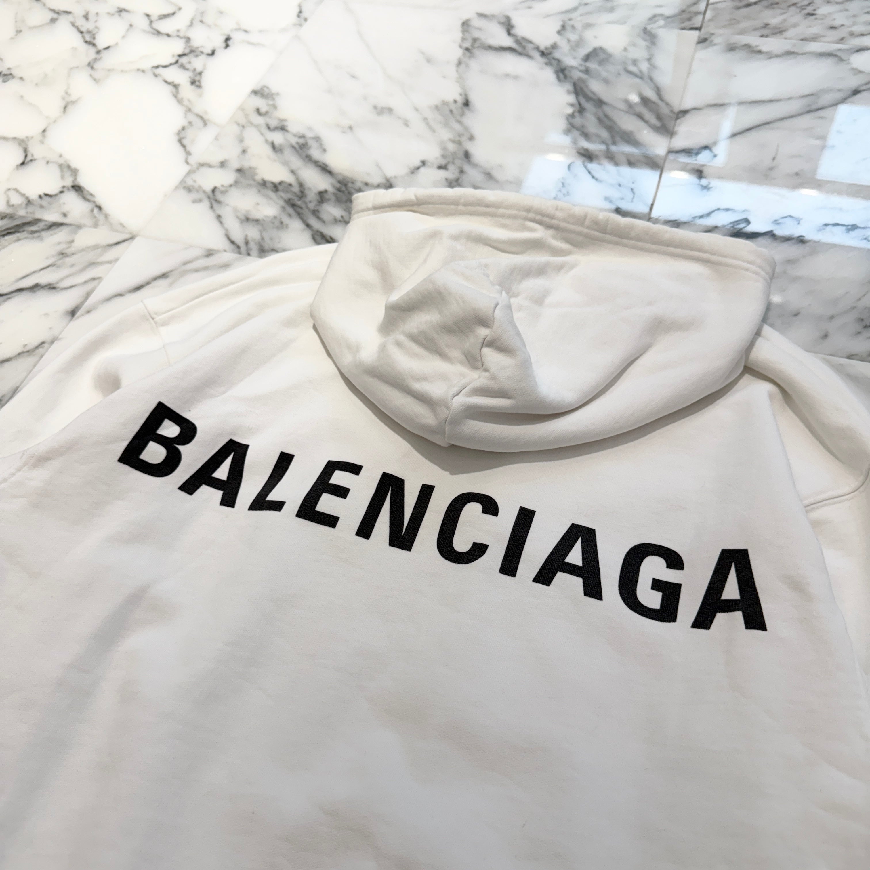 BALENCIAGA 2017AW Back Logo Print Pullover Hoodie 518215 TAV37 Size XS バレンシアガ バックロゴプリント プルオーバーフーディ サイズXS