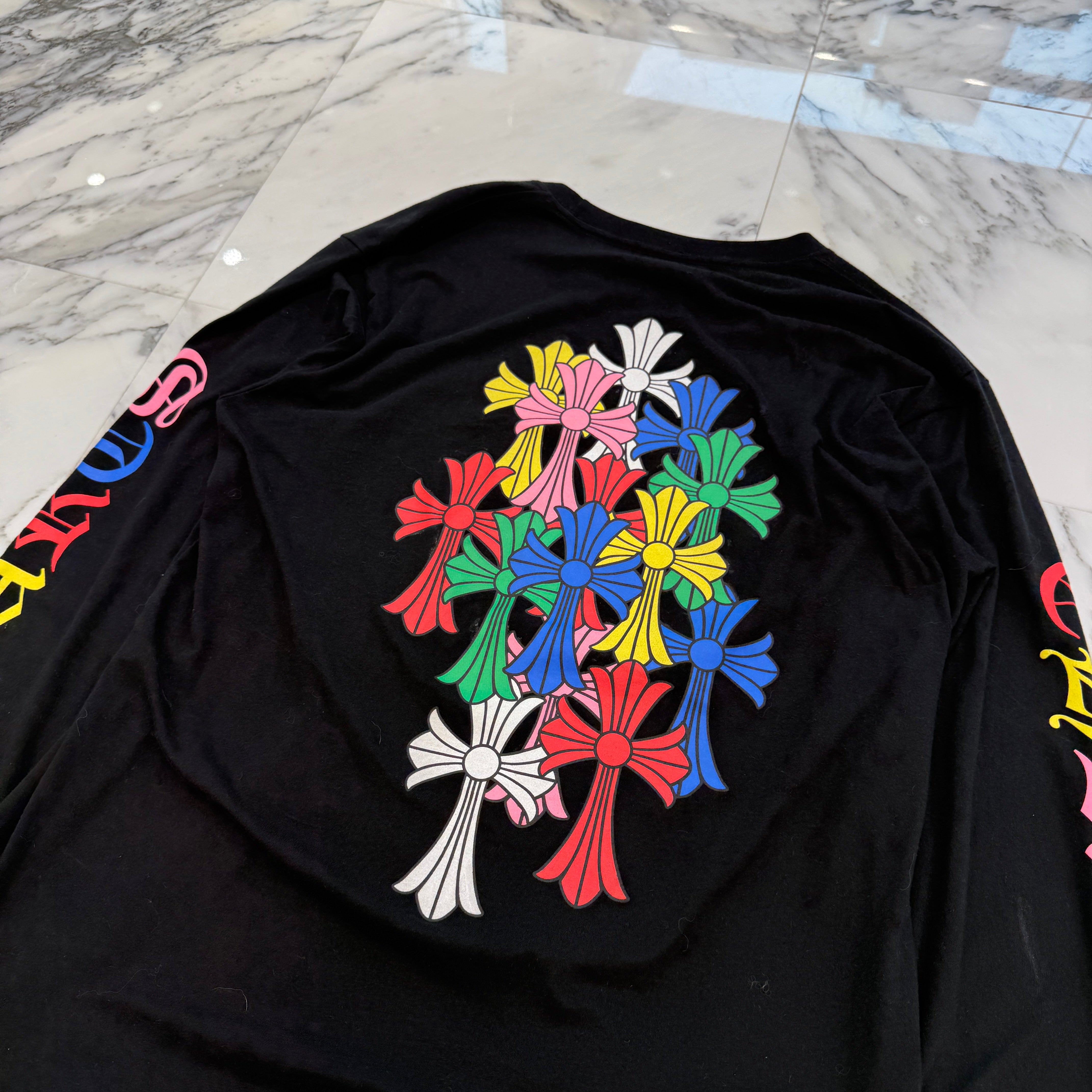 【CHROME HEARTS】クロス ロング Tシャツ ブラック/マルチカラー クロムハーツ マティーボーイ ヴォーグ ブラック ロングスリーブ