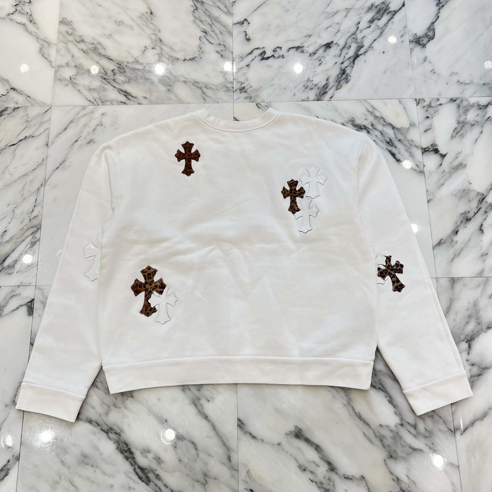 CHROME HEARTS Y NOT Multi Leather Cross Patch Sweatshirt Size M クロムハーツ ワイノット マルチレザークロスパッチ スウェットシャツ サイズM