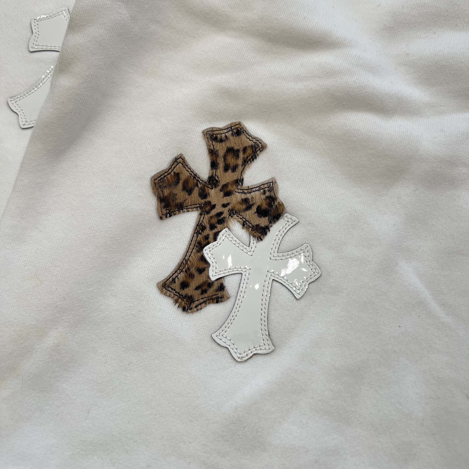 CHROME HEARTS Y NOT Multi Leather Cross Patch Sweatshirt Size M クロムハーツ ワイノット マルチレザークロスパッチ スウェットシャツ サイズM