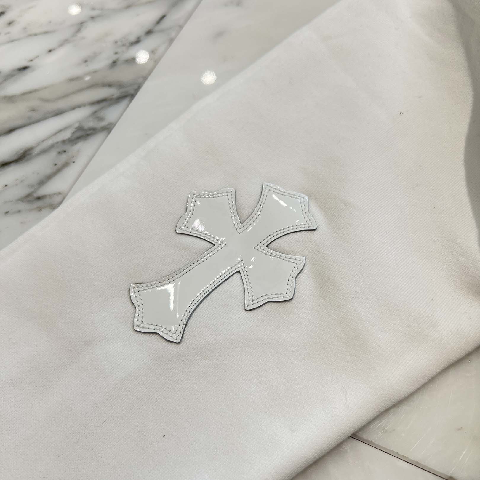 CHROME HEARTS Y NOT Multi Leather Cross Patch Sweatshirt Size M クロムハーツ ワイノット マルチレザークロスパッチ スウェットシャツ サイズM