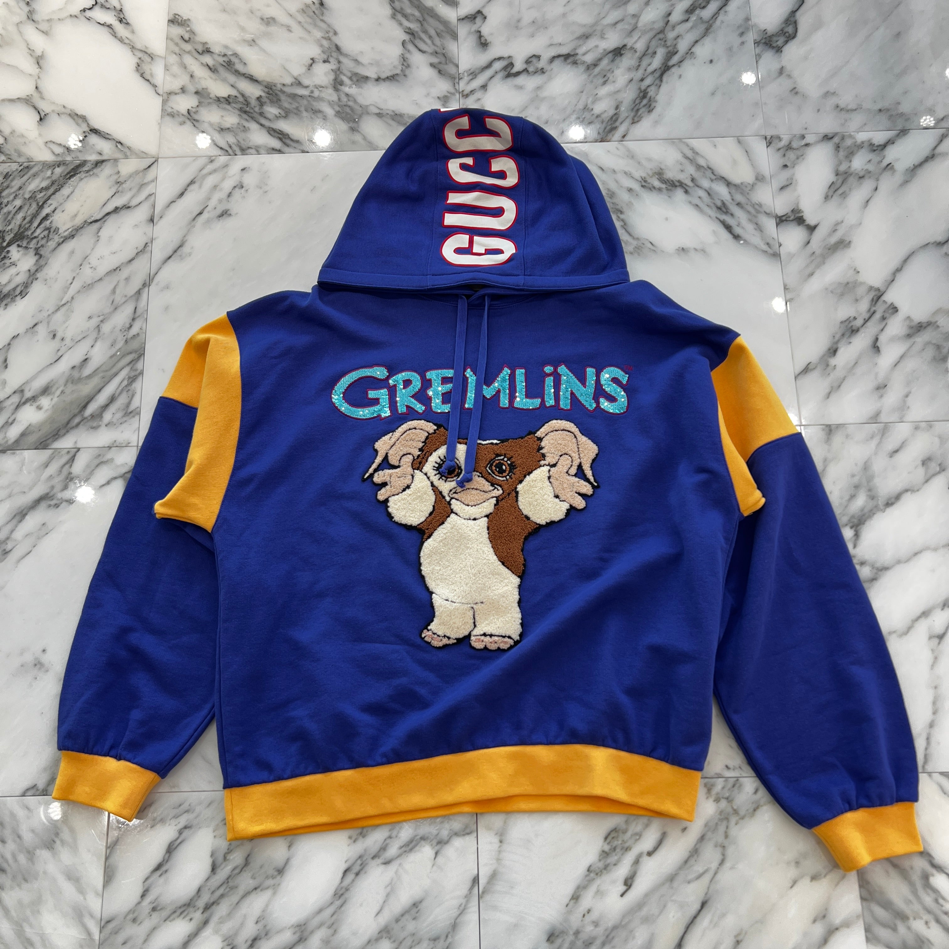 GUCCI "Gremlins" Felted Cotton Jersey Hooded Sweatshirt 747706 XJFL6 Size L グッチ グレムリンズ フェルト コットンジャージー フーデッド スウェットシャツ サイズL