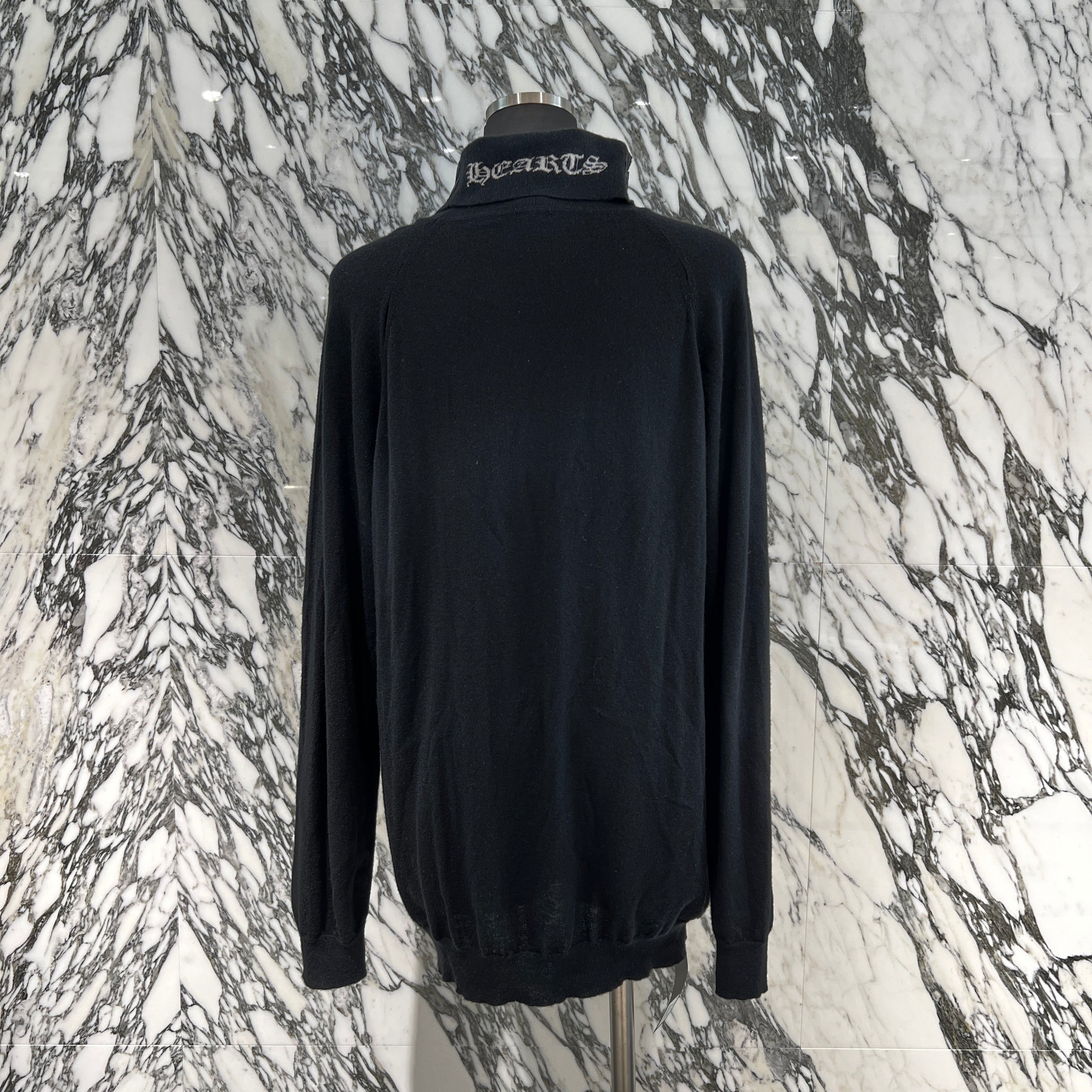 CHROME HEARTS Neck Logo Leather Cross Patch Cashmere Turtleneck