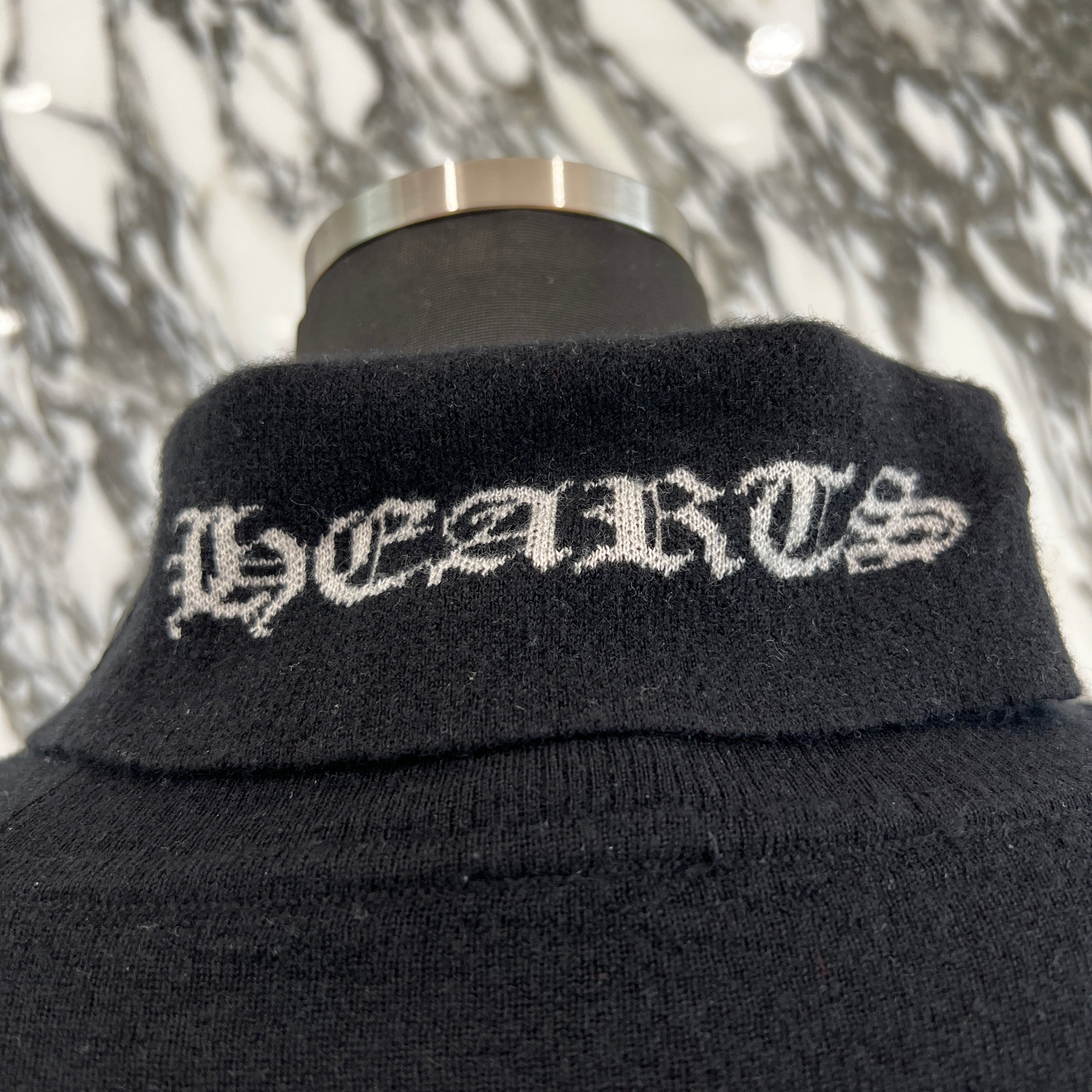 CHROME HEARTS Neck Logo Leather Cross Patch Cashmere Turtleneck