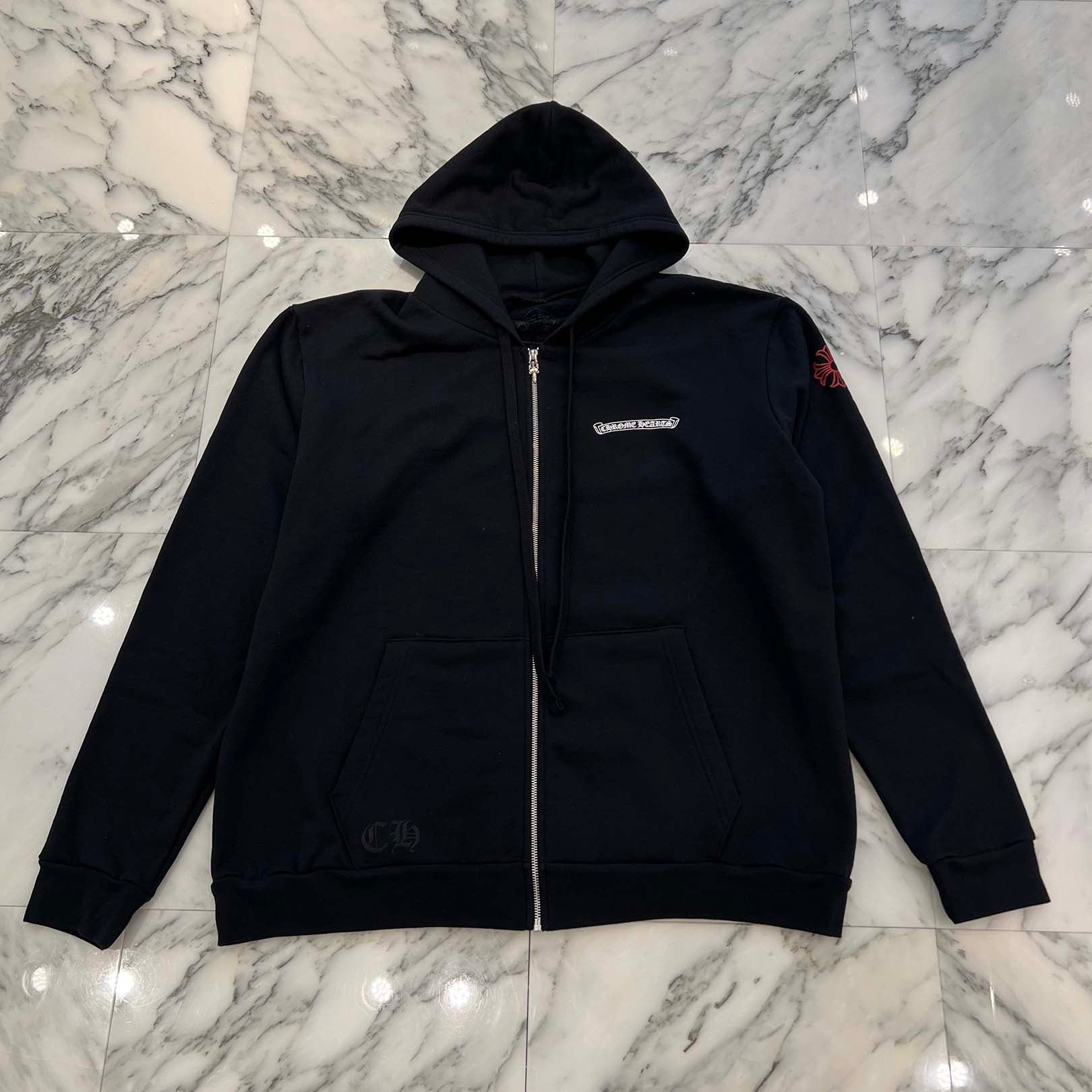 CHROME HEARTS NYC Exclusive Back Scroll Logo Zip Up Hoodie Size XL クロムハーツ ニューヨーク限定 バックスクロールロゴ ジップアップフーディ サイズXL