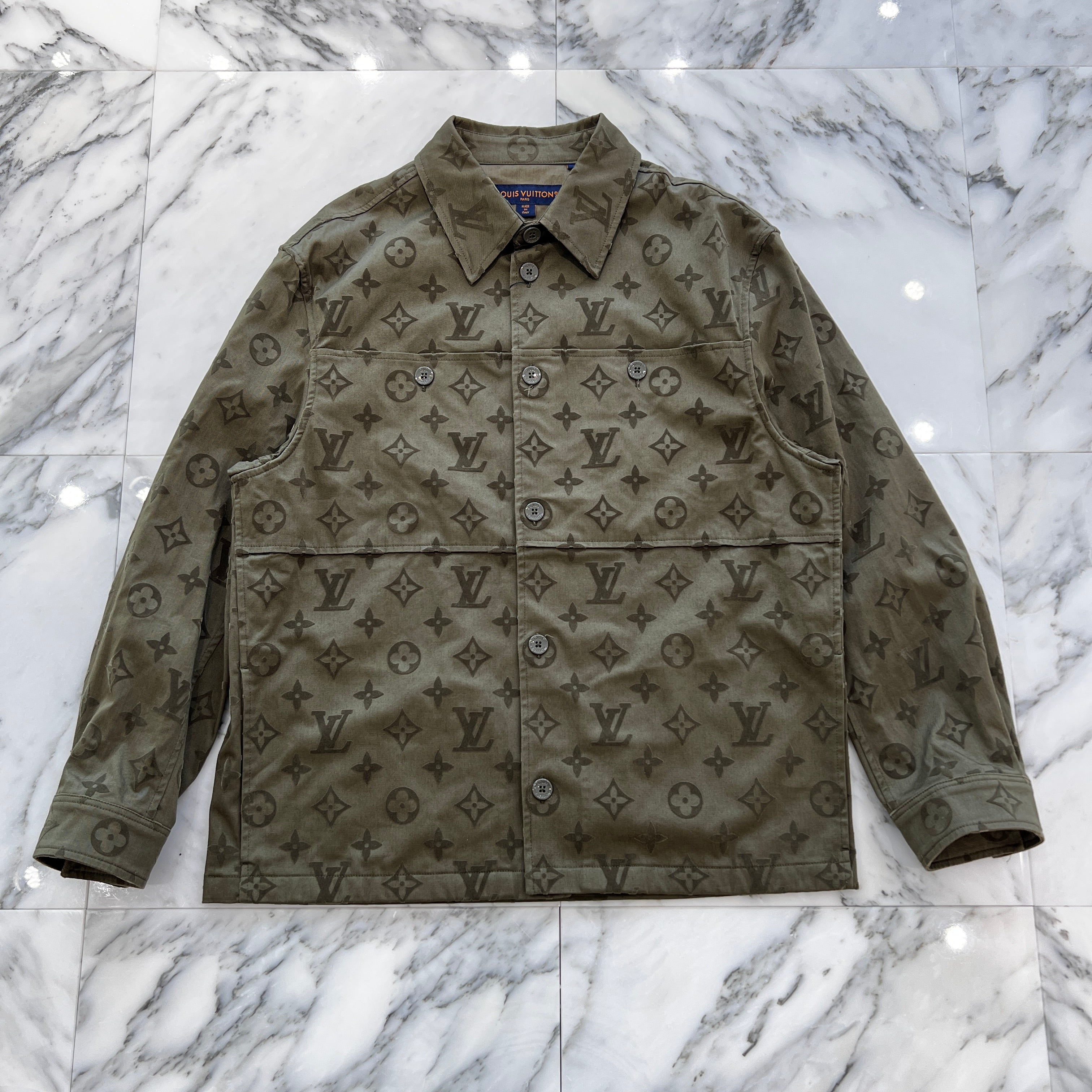 LOUIS VUITTON 2023SS Monogram Cotton Overshirt 1ABNP8 Size S ルイヴィトン モノグラム コットン オーバーシャツ サイズS