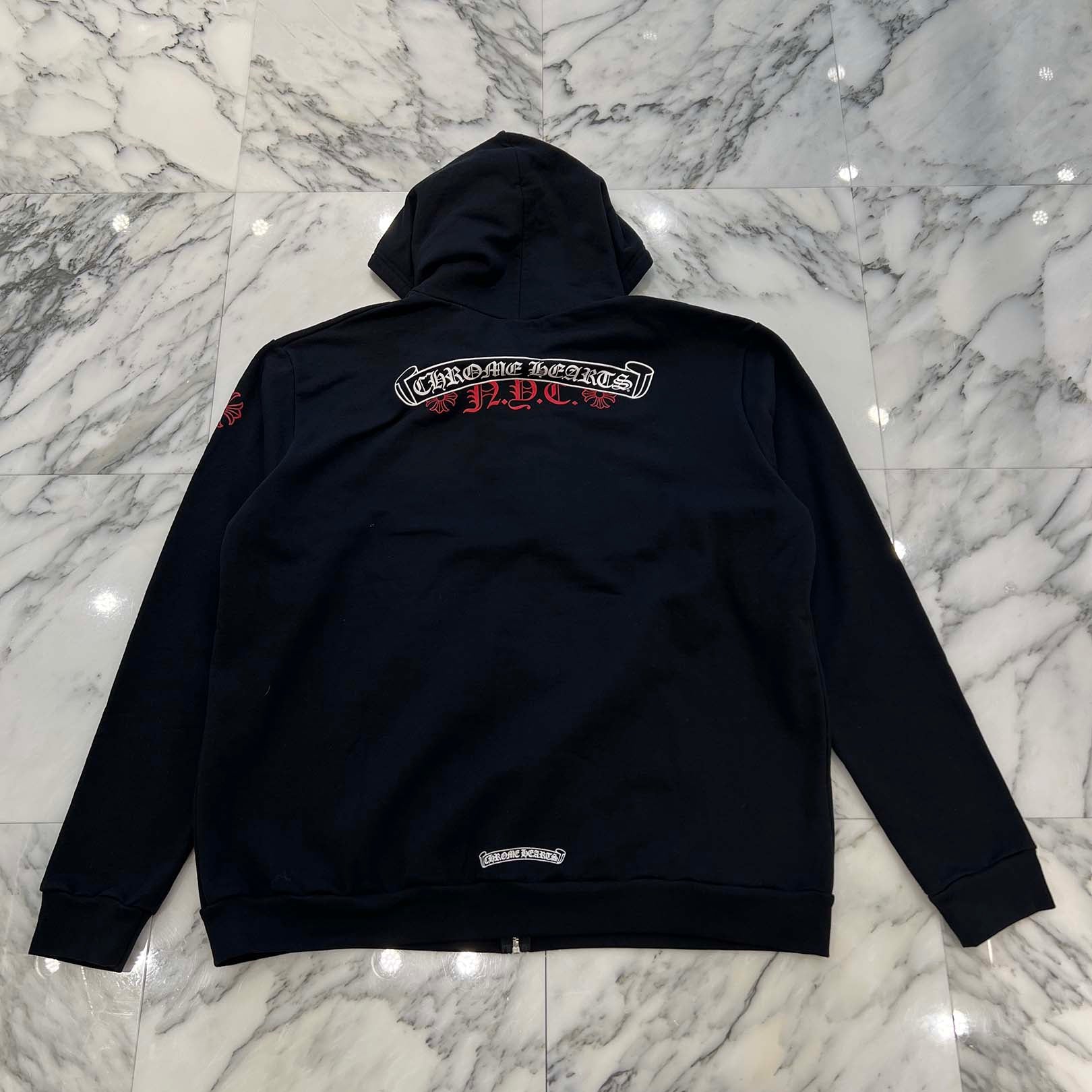 CHROME HEARTS NYC Exclusive Back Scroll Logo Zip Up Hoodie Size XL クロムハーツ ニューヨーク限定 バックスクロールロゴ ジップアップフーディ サイズXL